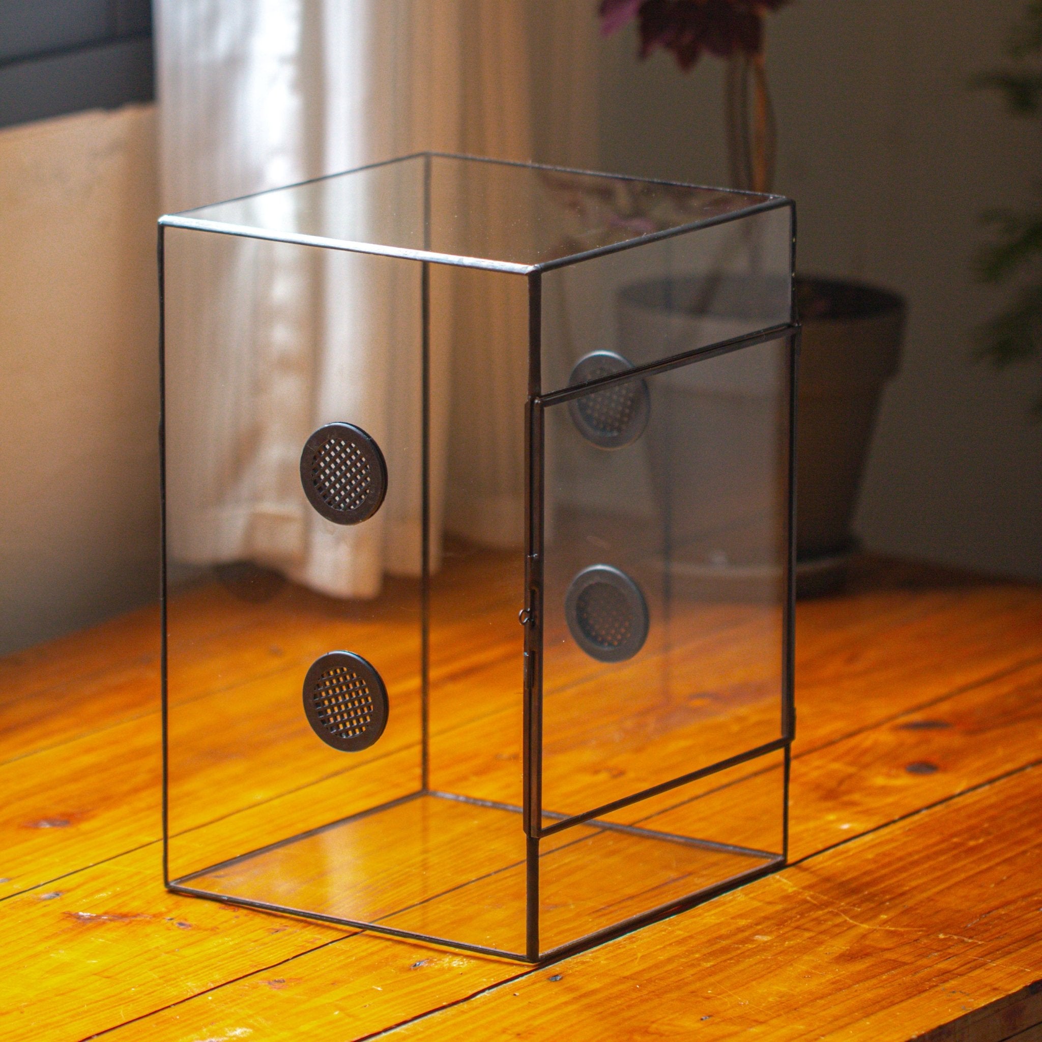 8x8x12" Tin and Glass Terrarium with 4 vents，Watertight - NCYPgarden