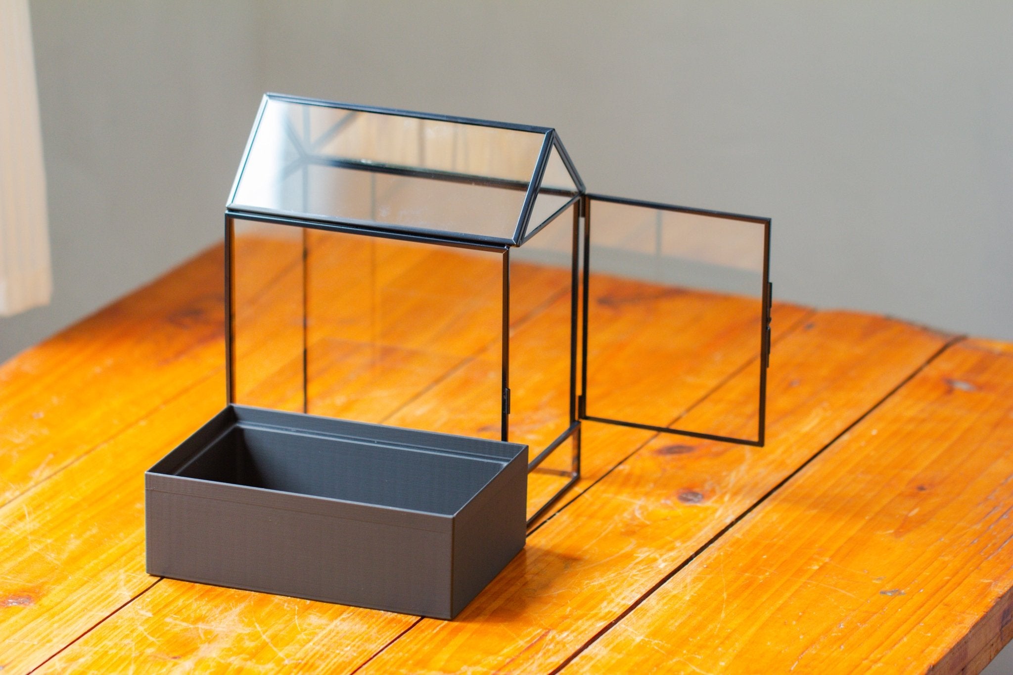11“ Tall Glass Terrarium with Water - Holding Base and Side Door - NCYPgarden