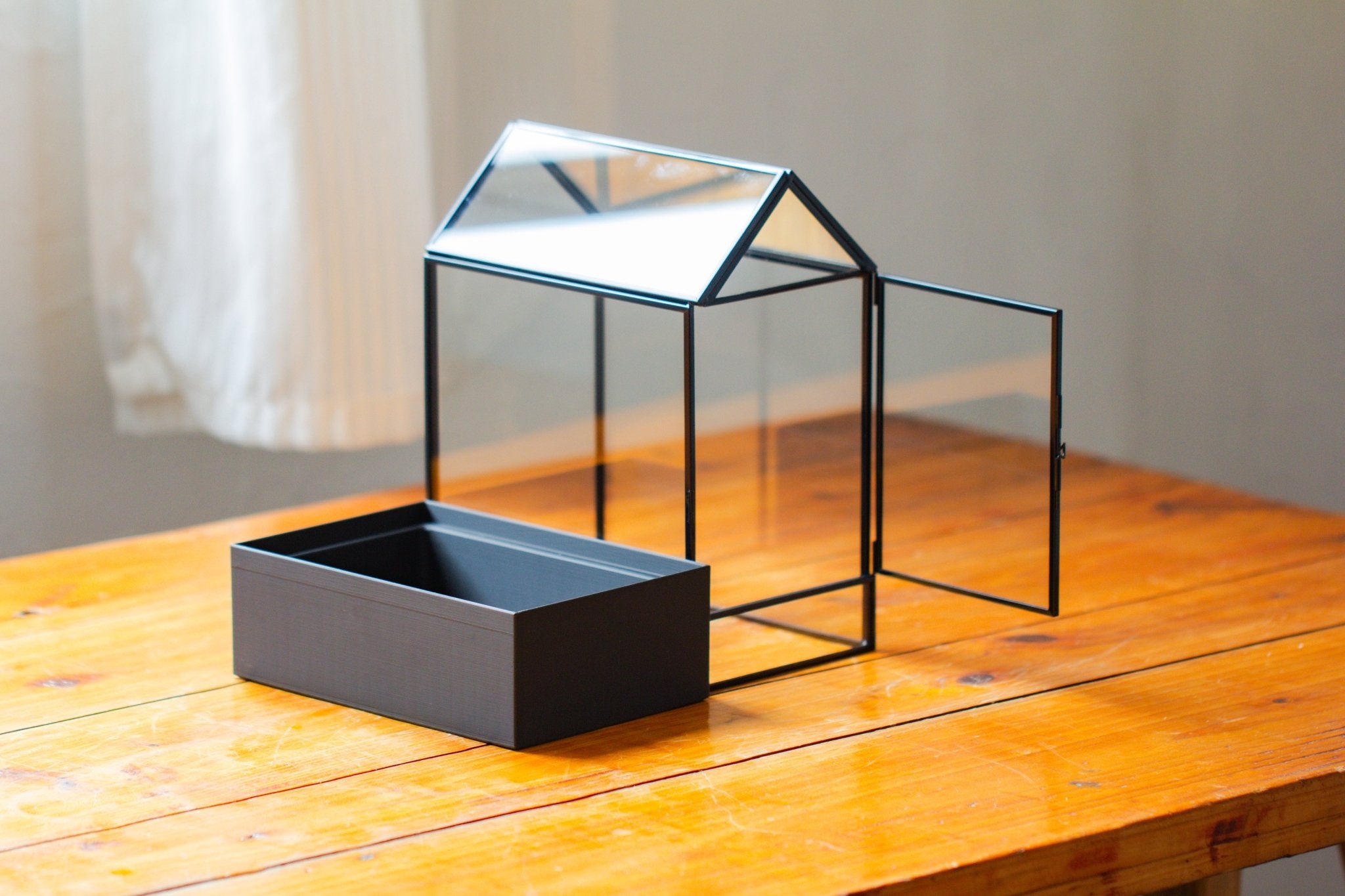 11“ Tall Glass Terrarium with Water - Holding Base and Side Door - NCYPgarden