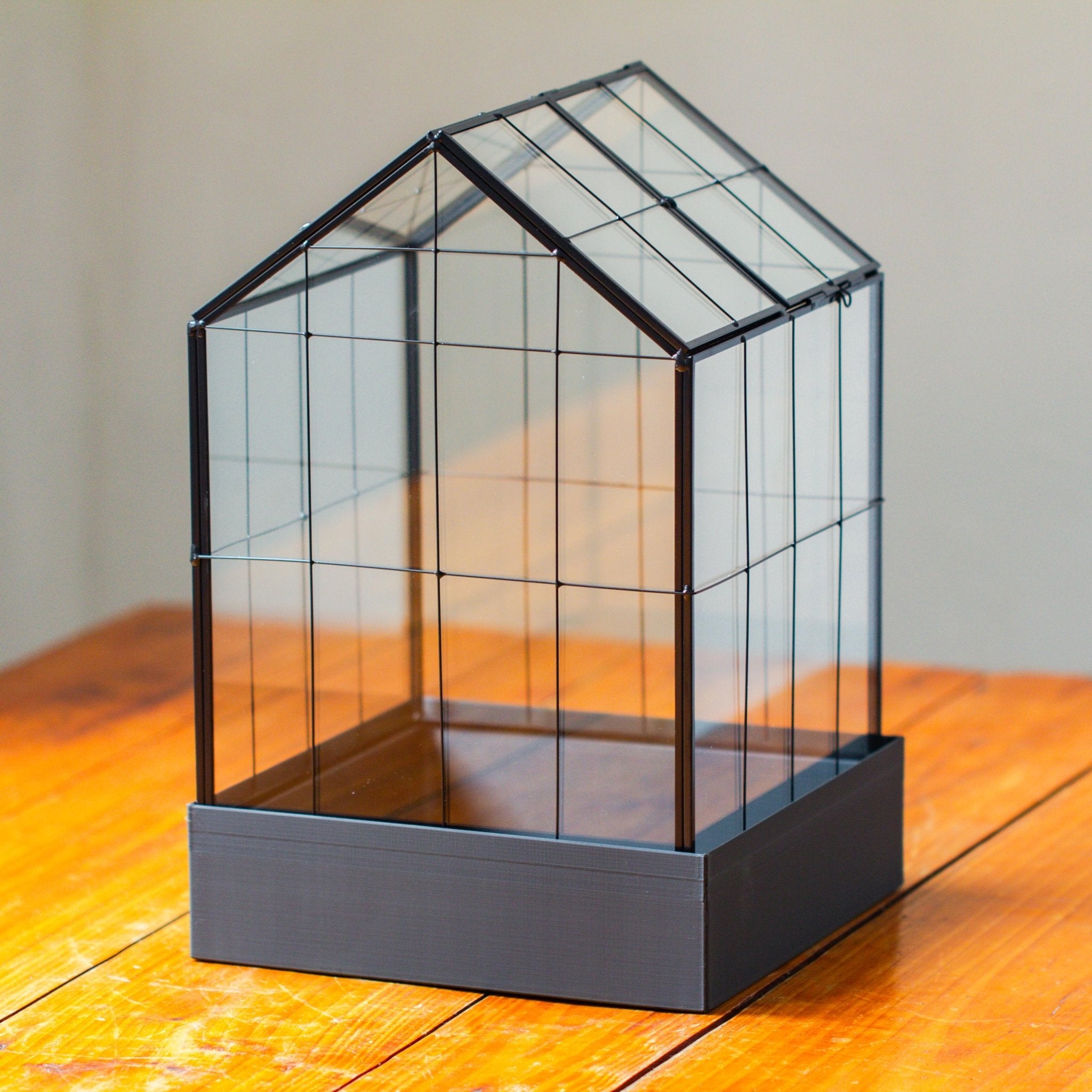 11” Vintage Greenhouse Glass Terrarium with Water - Holding Tray and Top Door - NCYPgarden