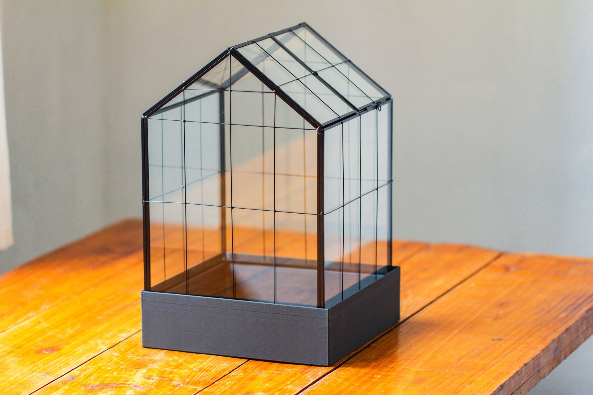 11” Vintage Greenhouse Glass Terrarium with Water - Holding Tray and Top Door - NCYPgarden