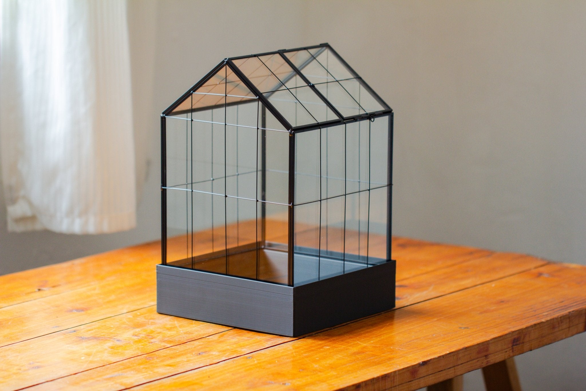 11” Vintage Greenhouse Glass Terrarium with Water - Holding Tray and Top Door - NCYPgarden
