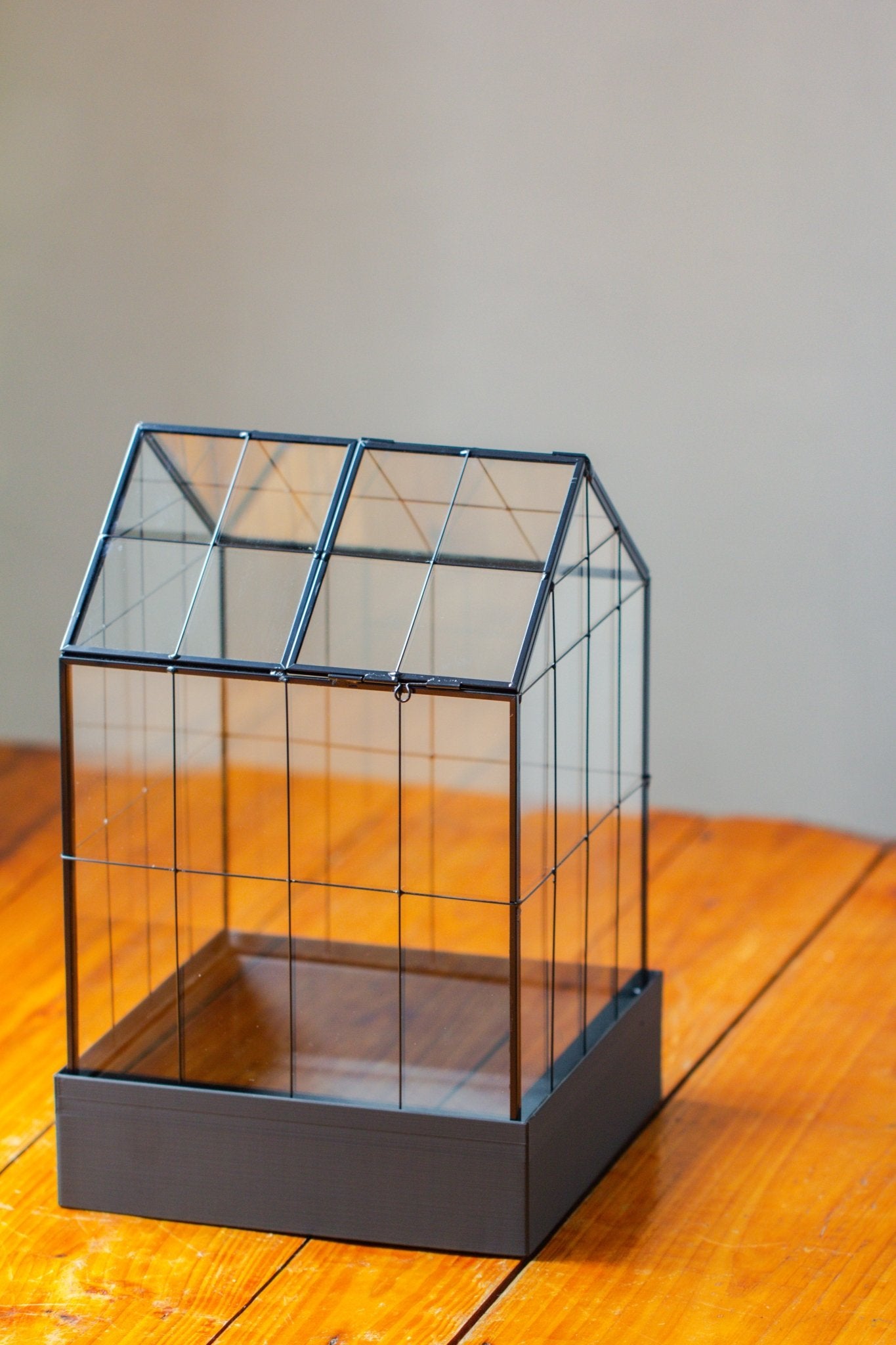 11” Vintage Greenhouse Glass Terrarium with Water - Holding Tray and Top Door - NCYPgarden
