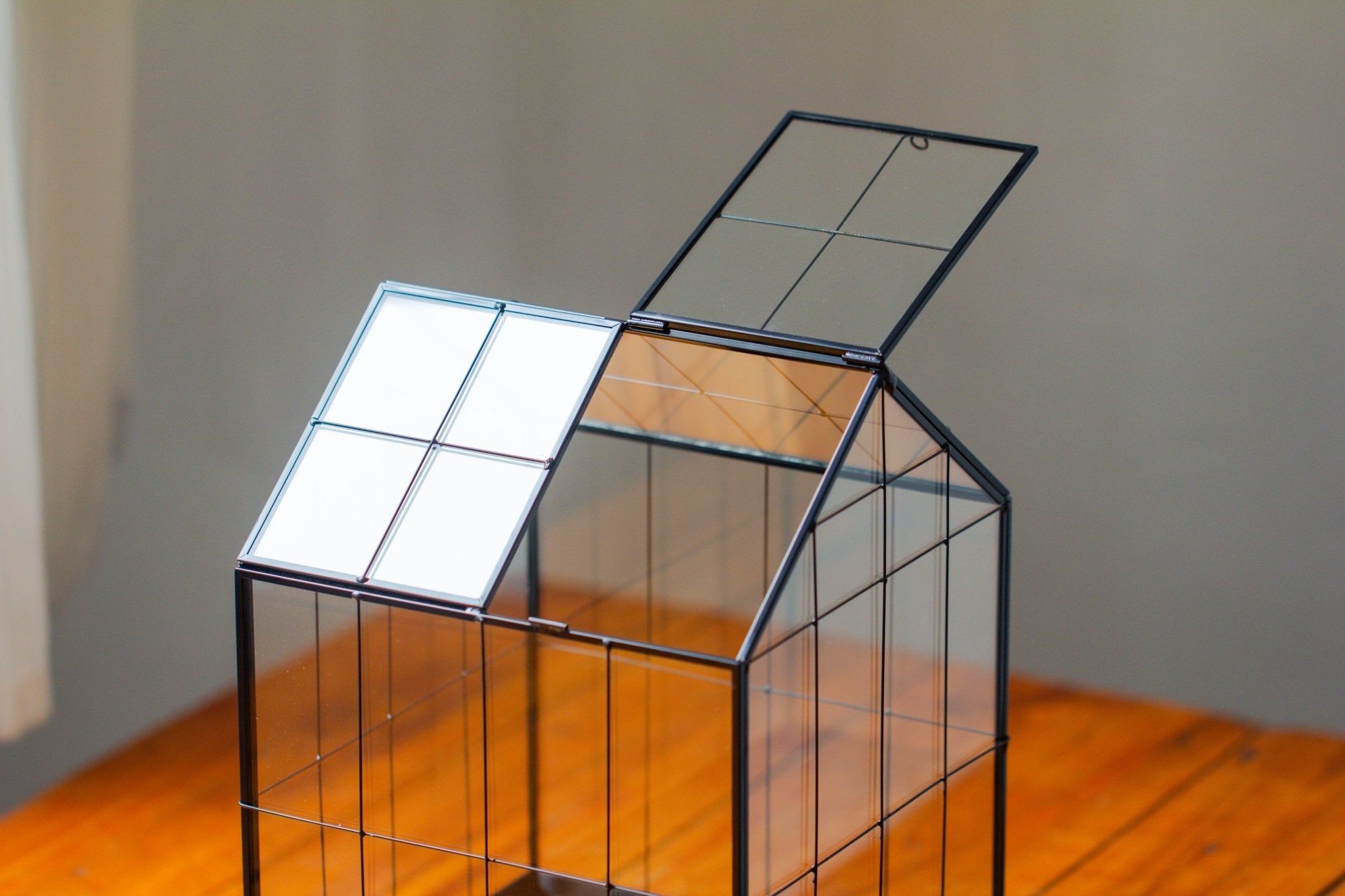 11” Vintage Greenhouse Glass Terrarium with Water - Holding Tray and Top Door - NCYPgarden