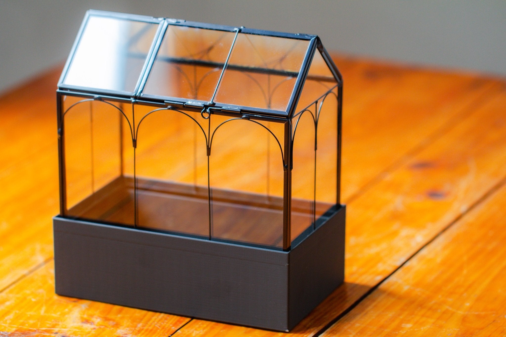 8" Vintage Greenhouse Glass Terrarium with Water - Holding Base and Top Door - NCYPgarden