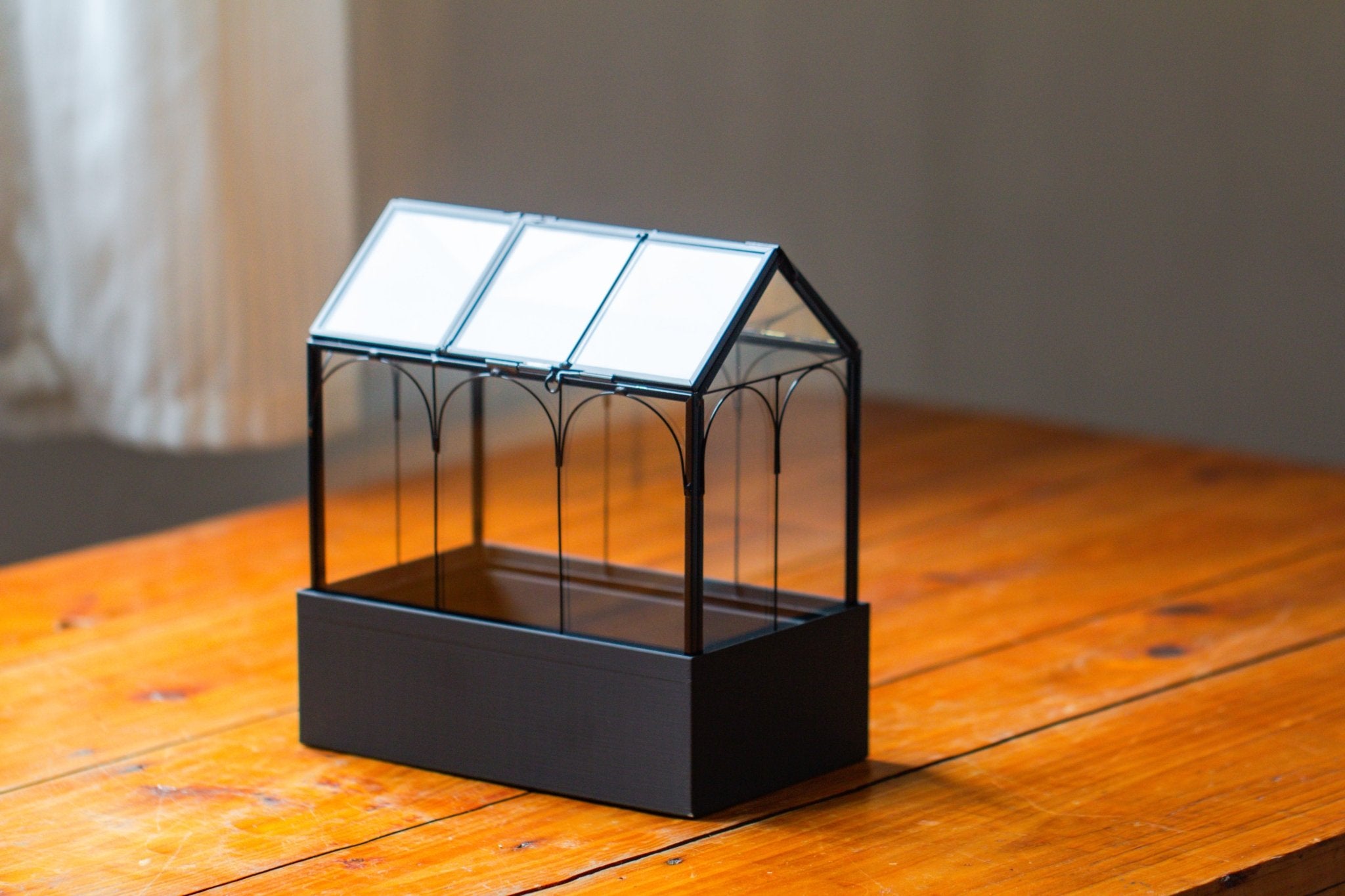 8" Vintage Greenhouse Glass Terrarium with Water - Holding Base and Top Door - NCYPgarden