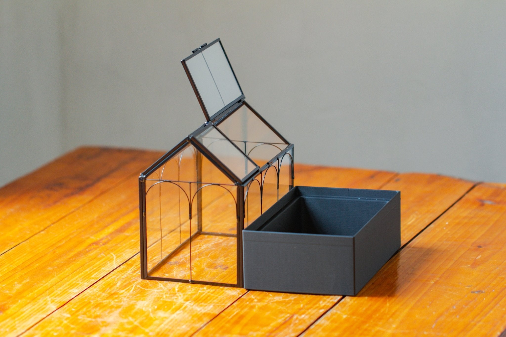 8" Vintage Greenhouse Glass Terrarium with Water - Holding Base and Top Door - NCYPgarden
