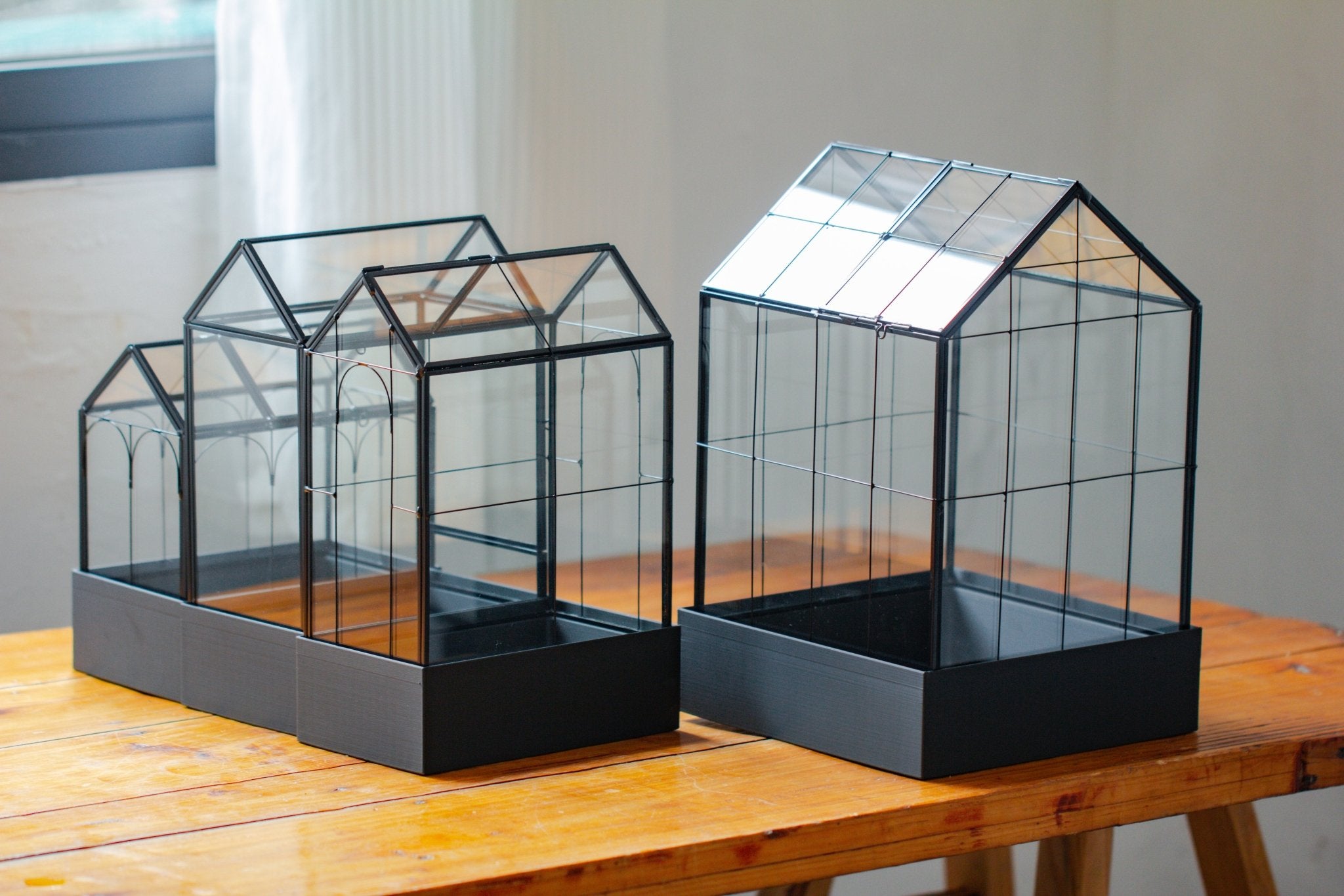 8" Vintage Greenhouse Glass Terrarium with Water - Holding Base and Top Door - NCYPgarden