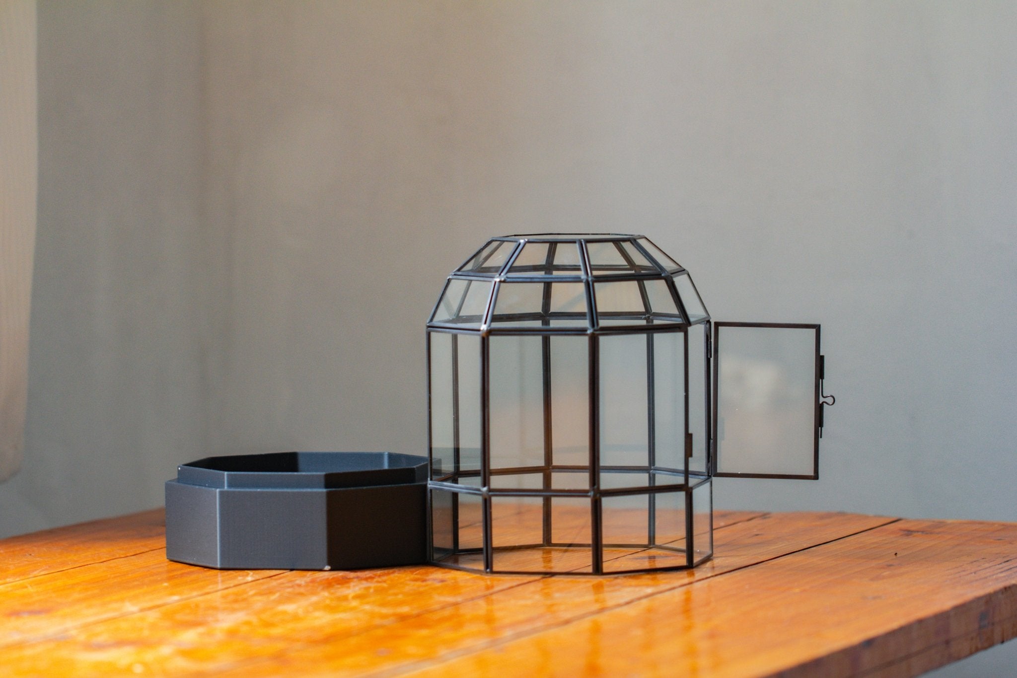 10" Tall Dome Glass Terrarium with Water - Holding Base and Door - NCYPgarden