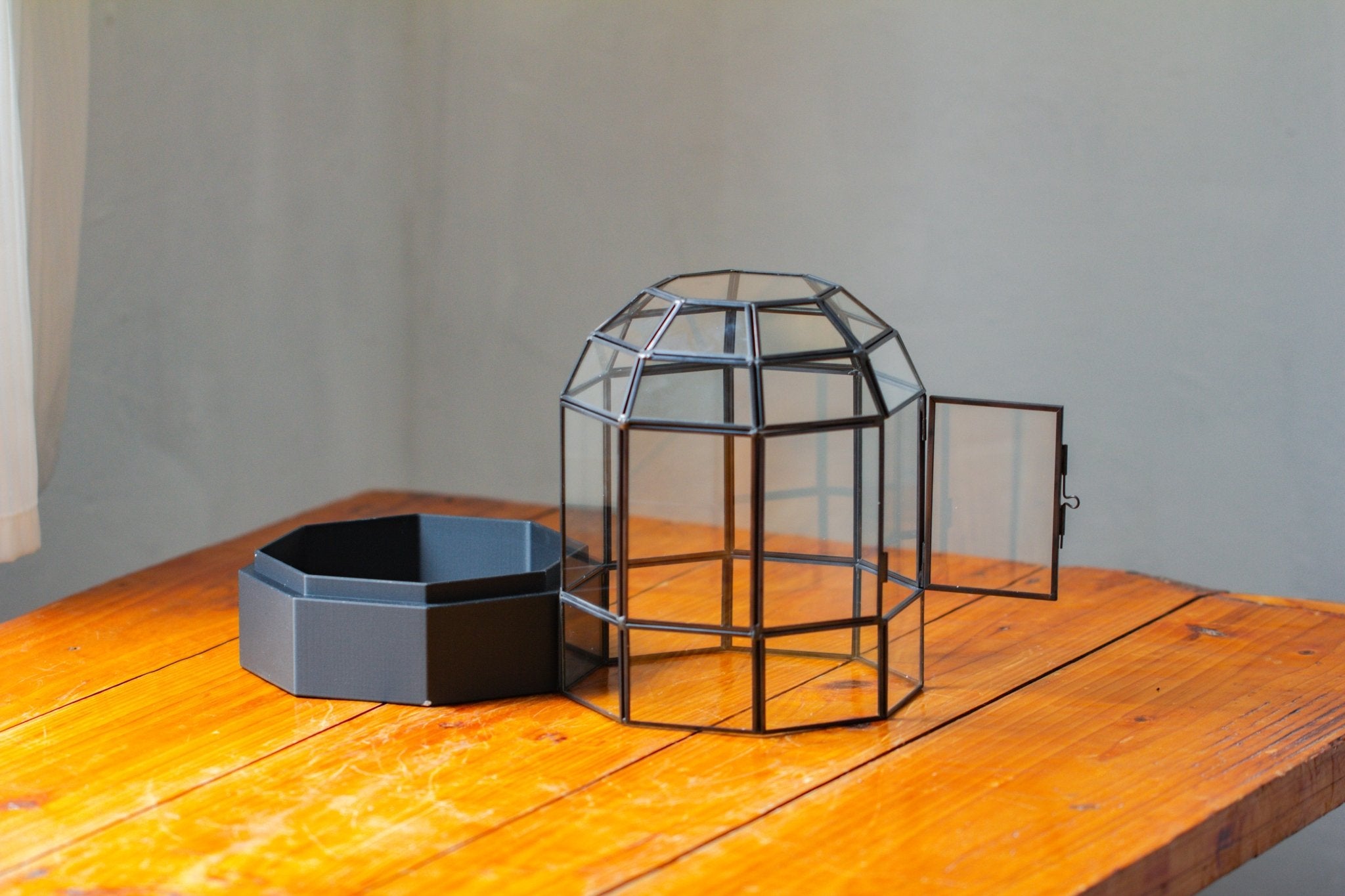 10" Tall Dome Glass Terrarium with Water - Holding Base and Door - NCYPgarden