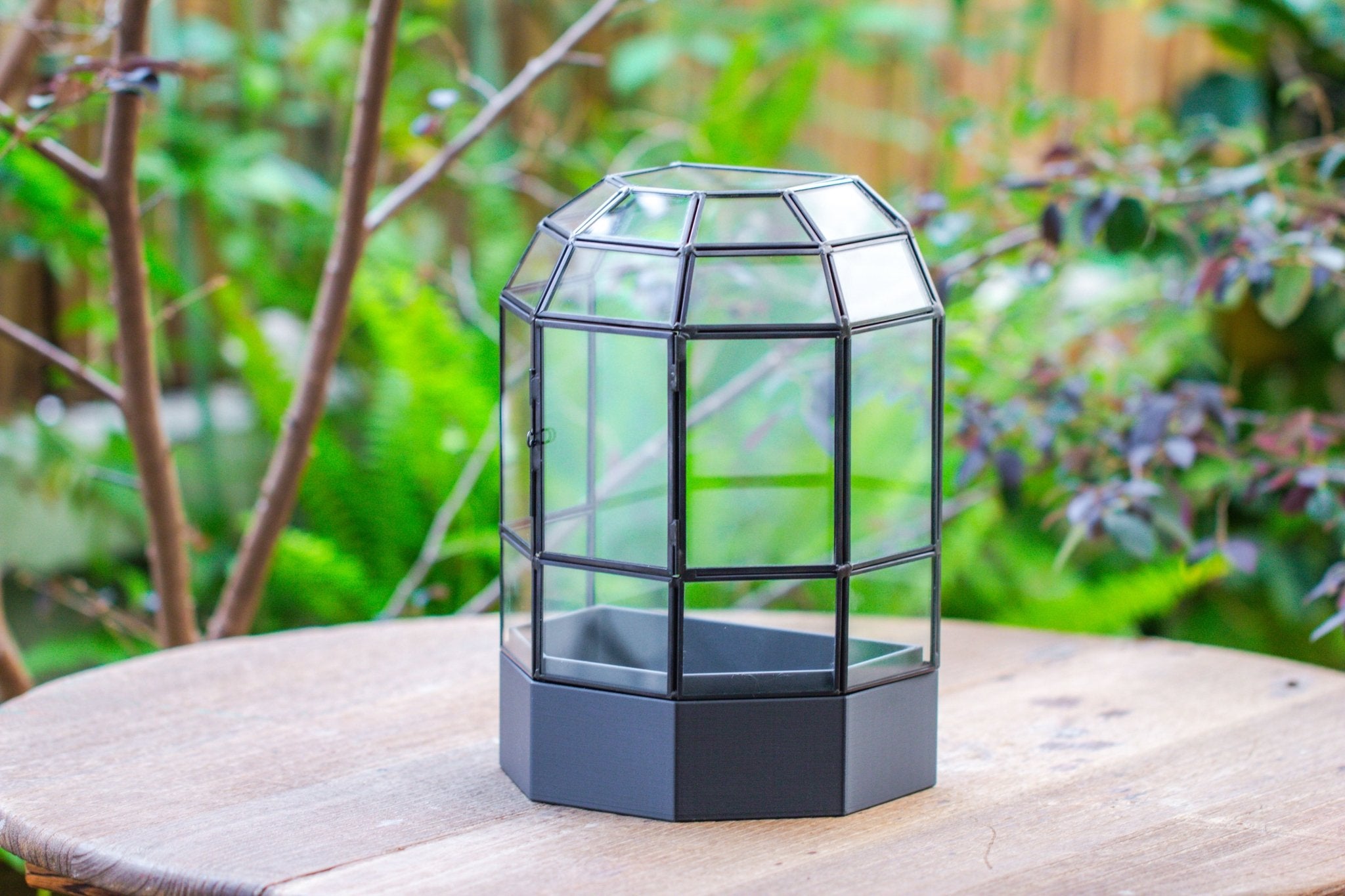 10" Tall Half Dome Glass Terrarium with Water - Holding Base and Door - NCYPgarden