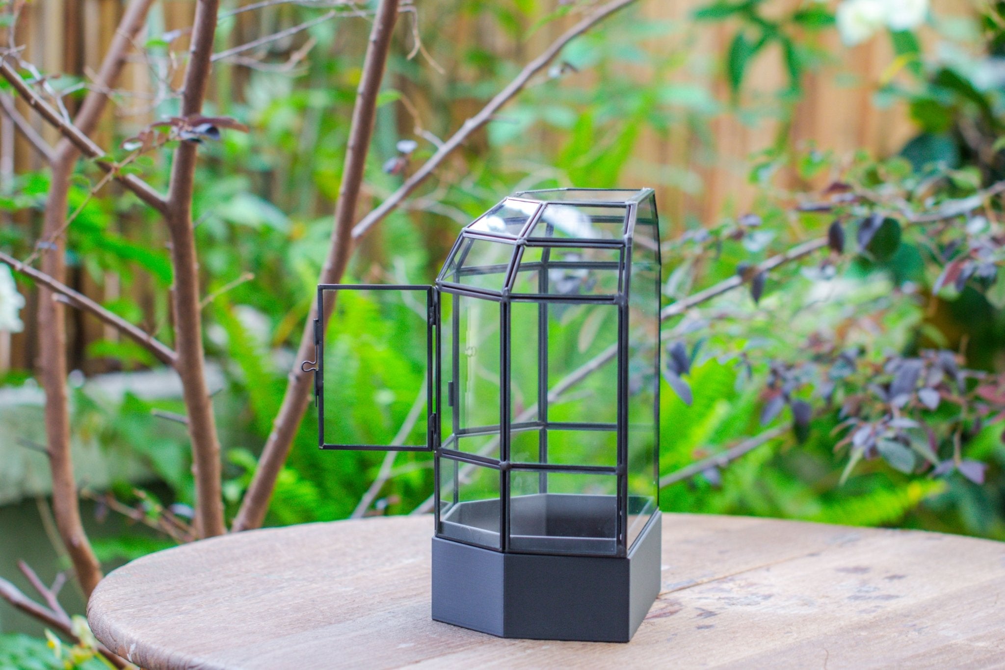 10" Tall Half Dome Glass Terrarium with Water - Holding Base and Door - NCYPgarden
