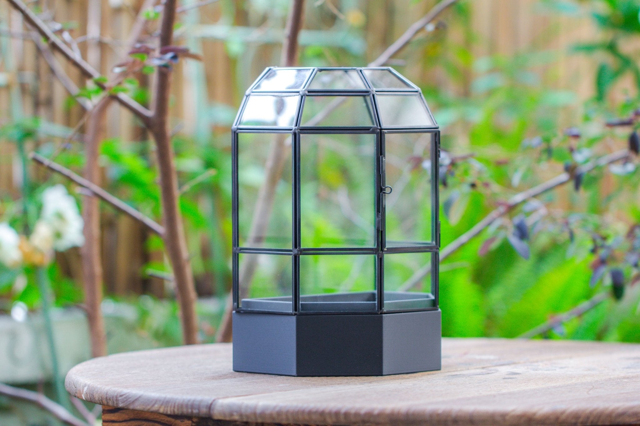 10" Tall Half Dome Glass Terrarium with Water - Holding Base and Door - NCYPgarden