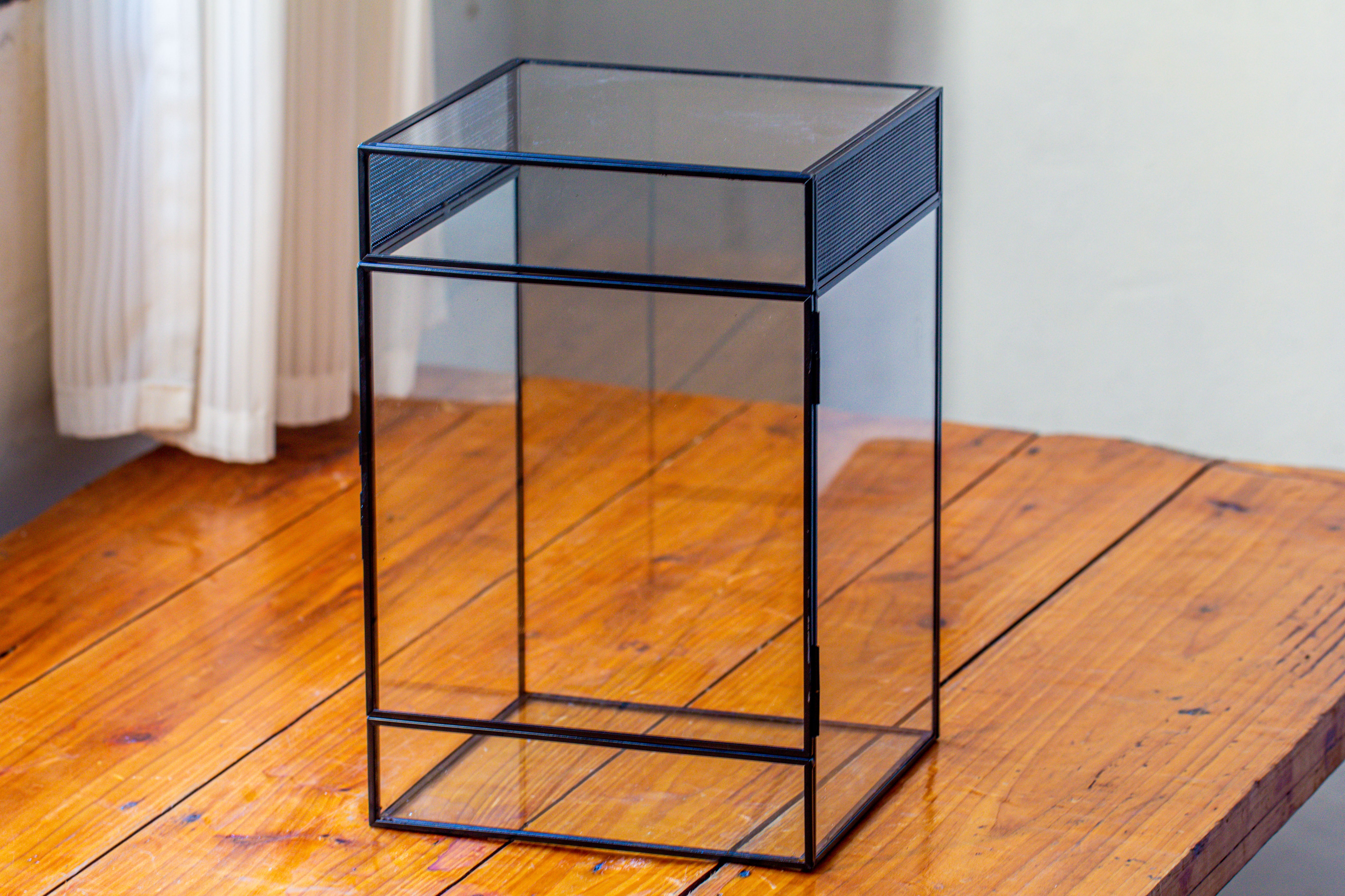 8x8x12 inches Large Handmade Glass Geometric Terrarium with Side Vent, for large insects - NCYPgarden