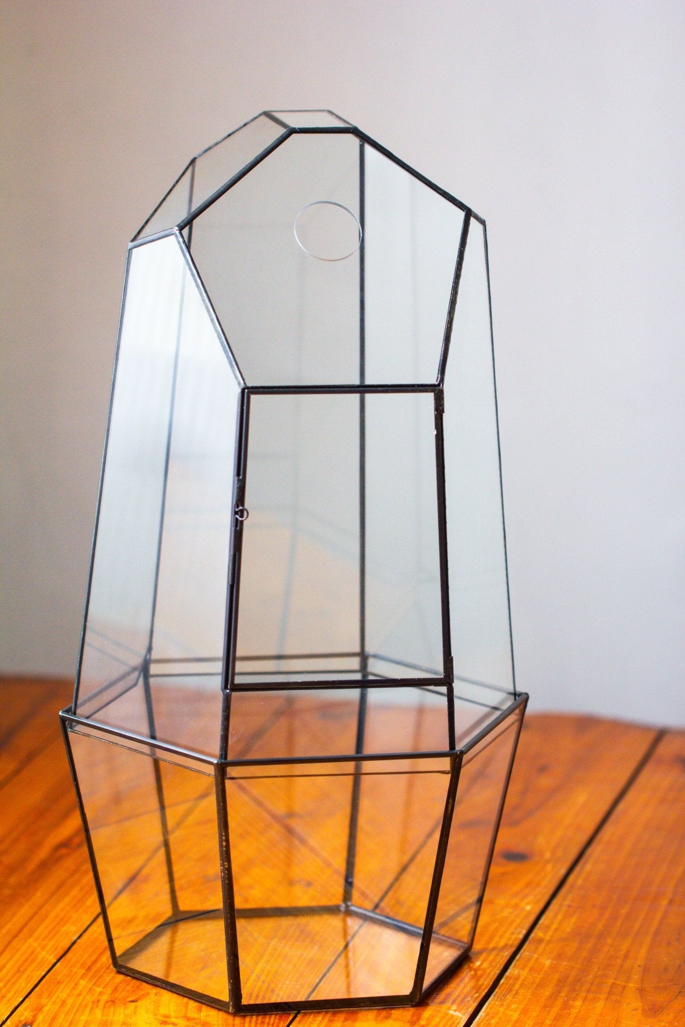 Large 2-Part 18.9" tall Close Glass Terrarium for orchid, fern, moss, Watertight, with top hole - NCYPgarden