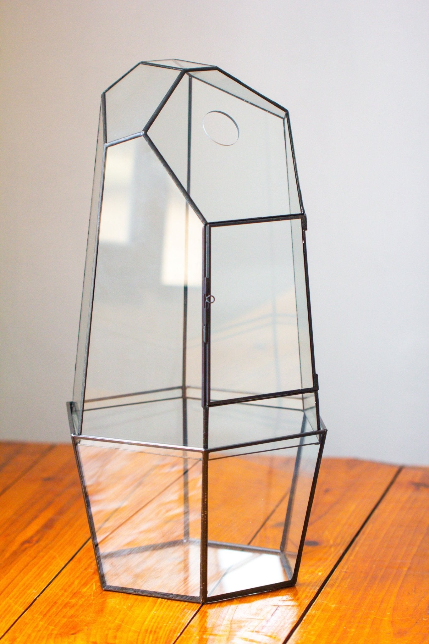 Large 2-Part 18.9" tall Close Glass Terrarium for orchid, fern, moss, Watertight, with top hole - NCYPgarden
