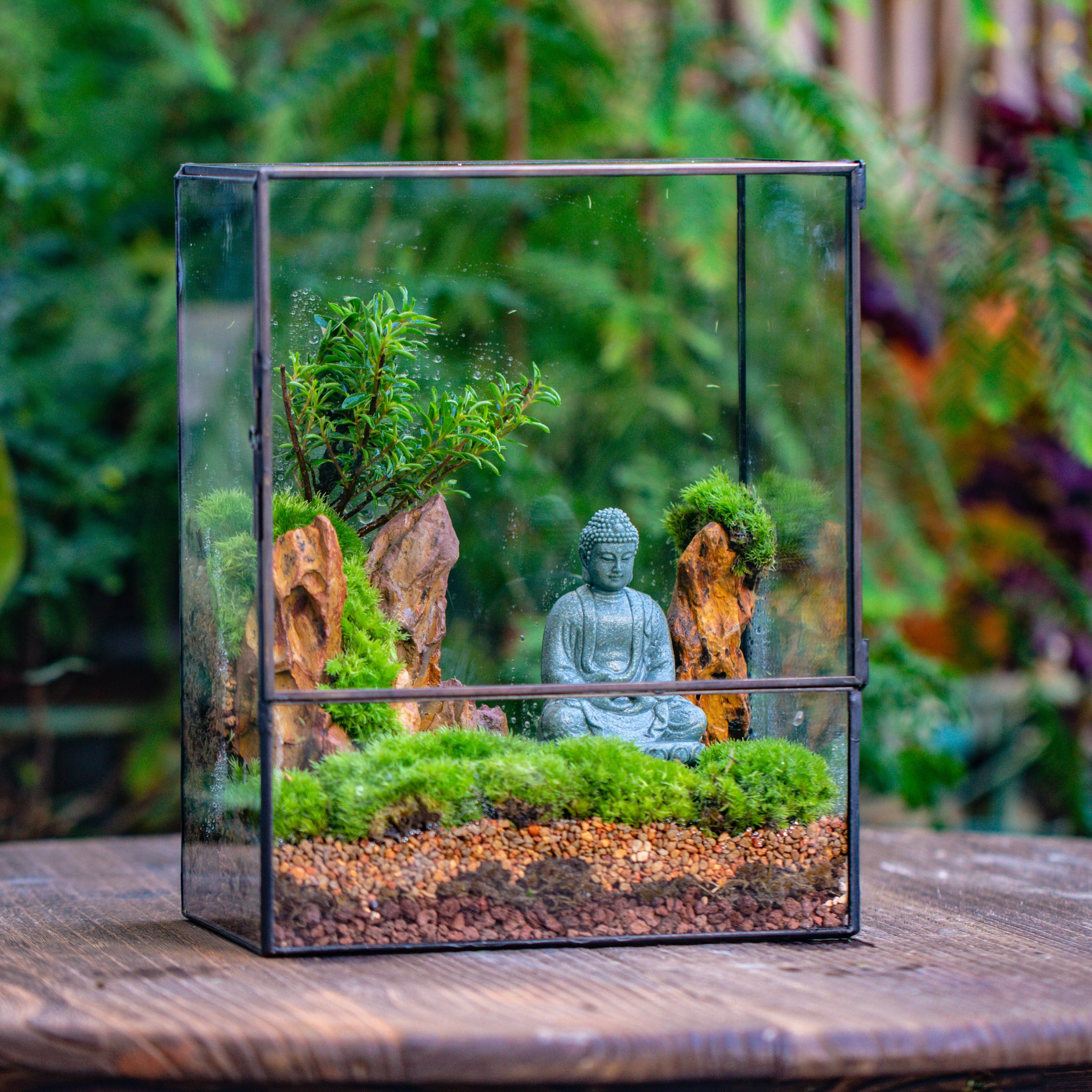 2-6" / 5-15cm cutted Flat bottom Natural Ohko Dragon Stone Rock for Terrarium, Aquarium Bonsai Landscape, 2kg/4.4lb, with DIY tools - NCYPgarden