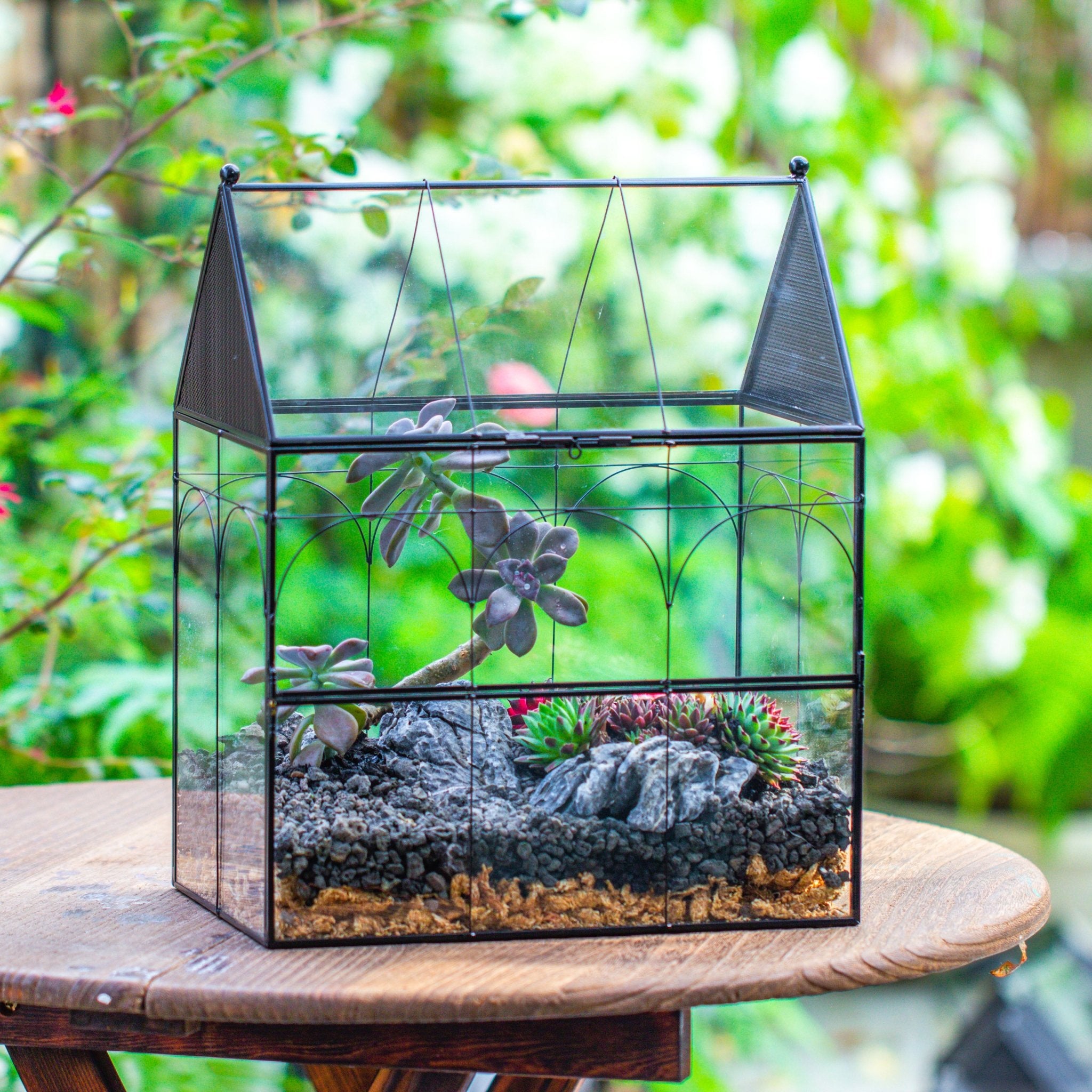 tarantula terrarium plants Large Vintage House Shape Insect Terrarium with Vent for Tarantulas, Mantis, Stick Insects -13"