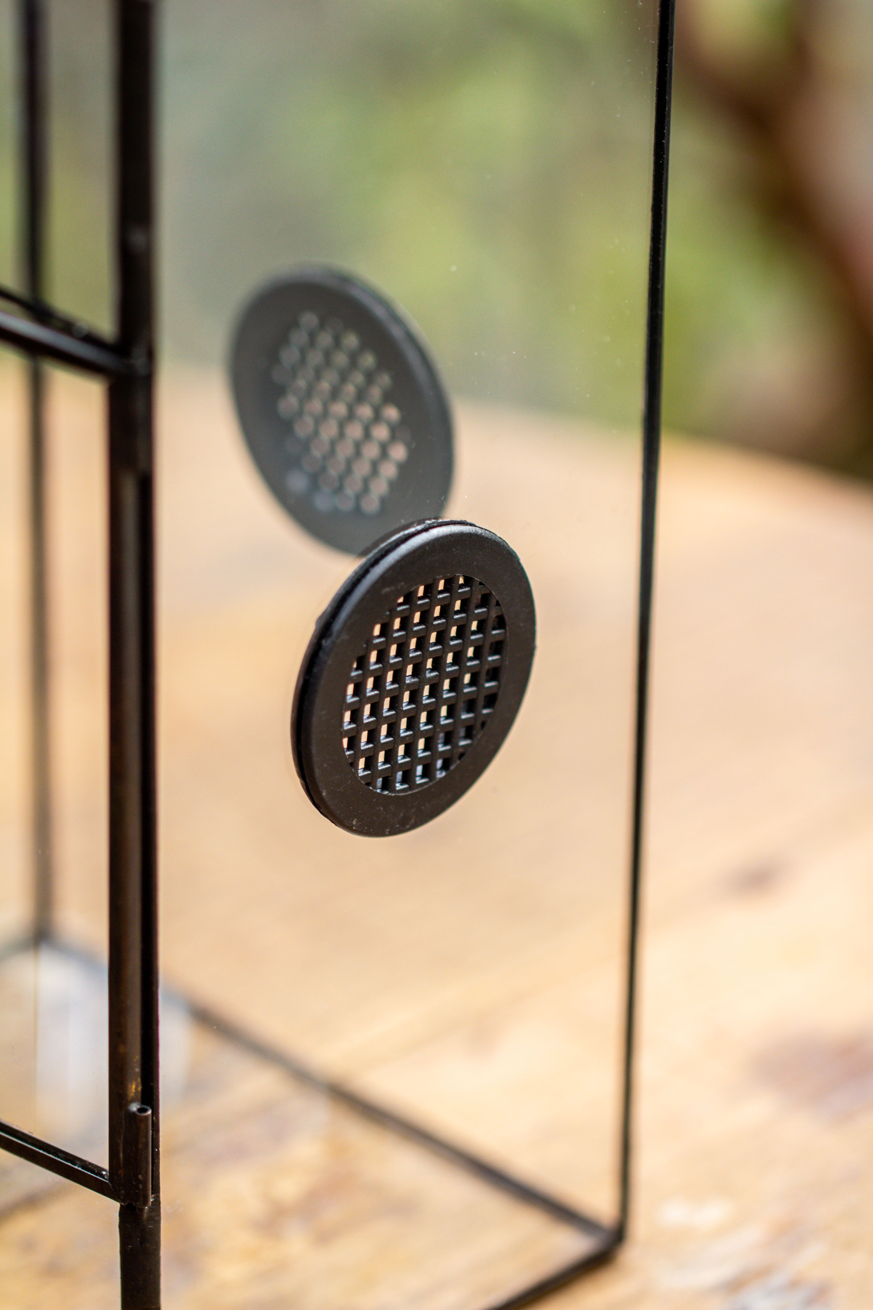 Glass Geometric Terrarium with Door Enclosure, Black Plastic Mesh Vent for Insects, Snail, Jumping Spider, Plants Not Included - NCYPgarden