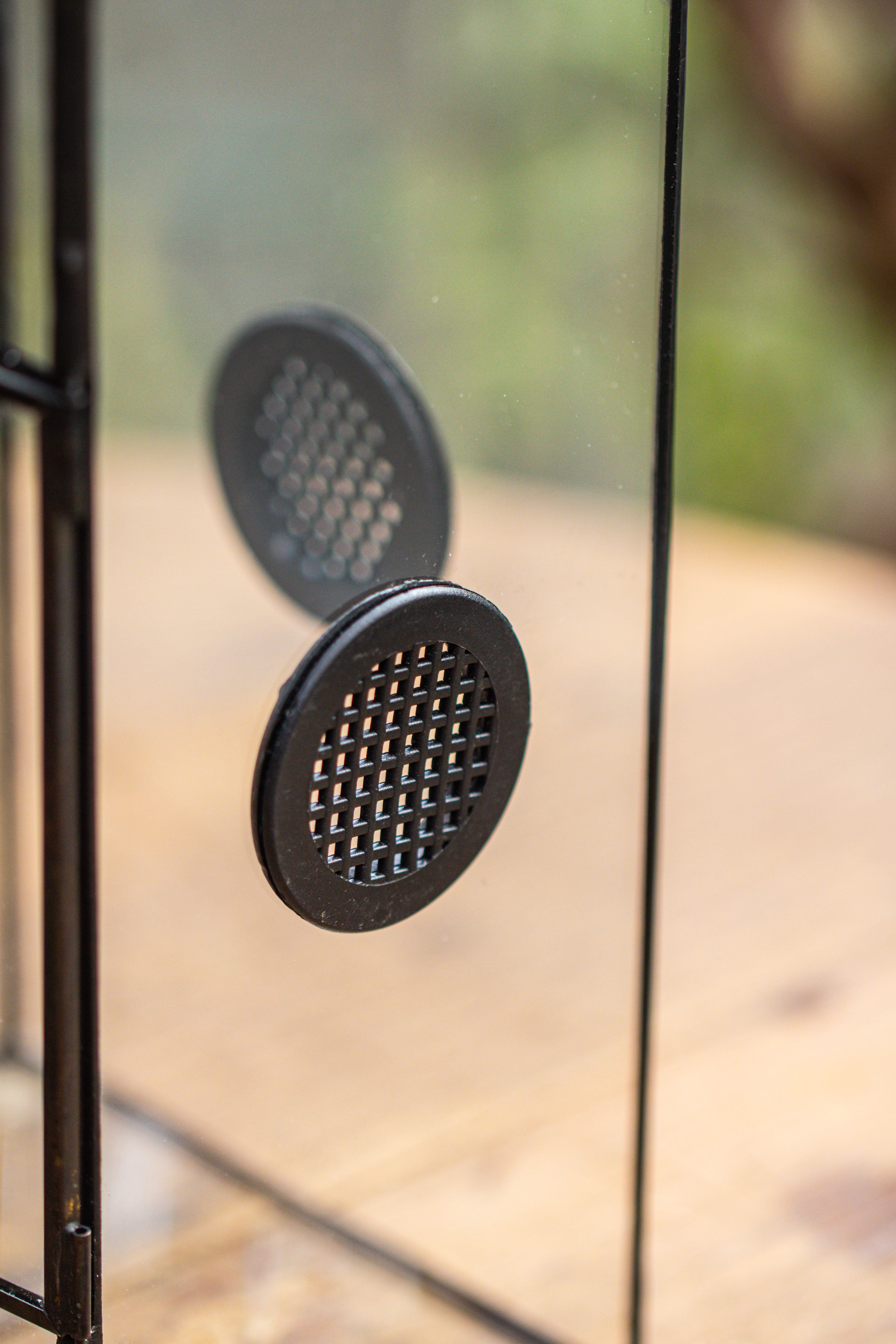 Glass Geometric Terrarium with Door Enclosure, Black Plastic Mesh Vent for Insects, Snail, Jumping Spider, Plants Not Included - NCYPgarden