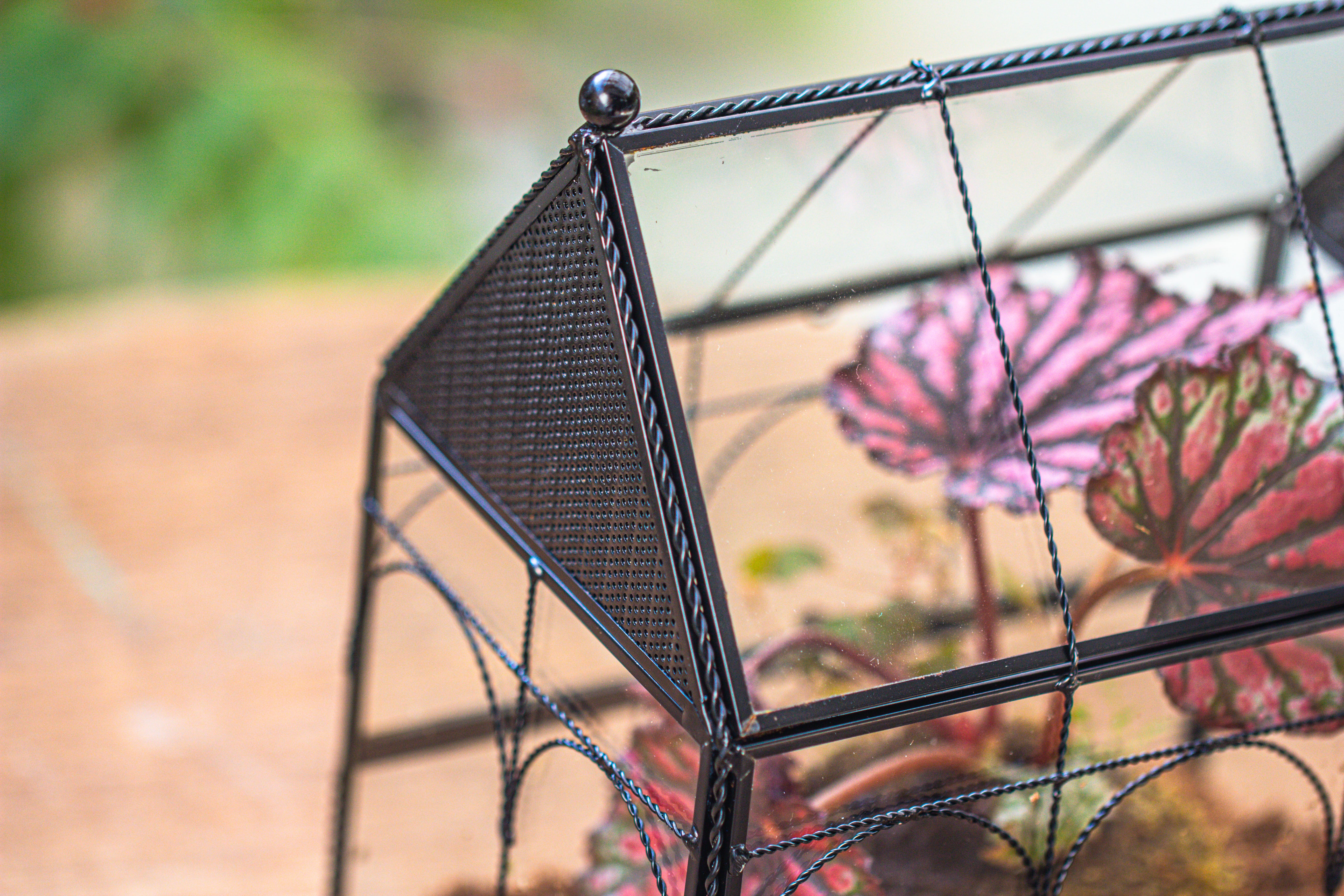 NCYP Vintage House Shape Glass Geometric Terrarium, with side door, with Mesh vent holes for small Insects Pet - NCYPgarden