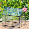 Vintge Greenhouse inspired tin and glass geometric Terarium, side door, Close, for moss, fern, shade plants, micro landscape - NCYPgarden
