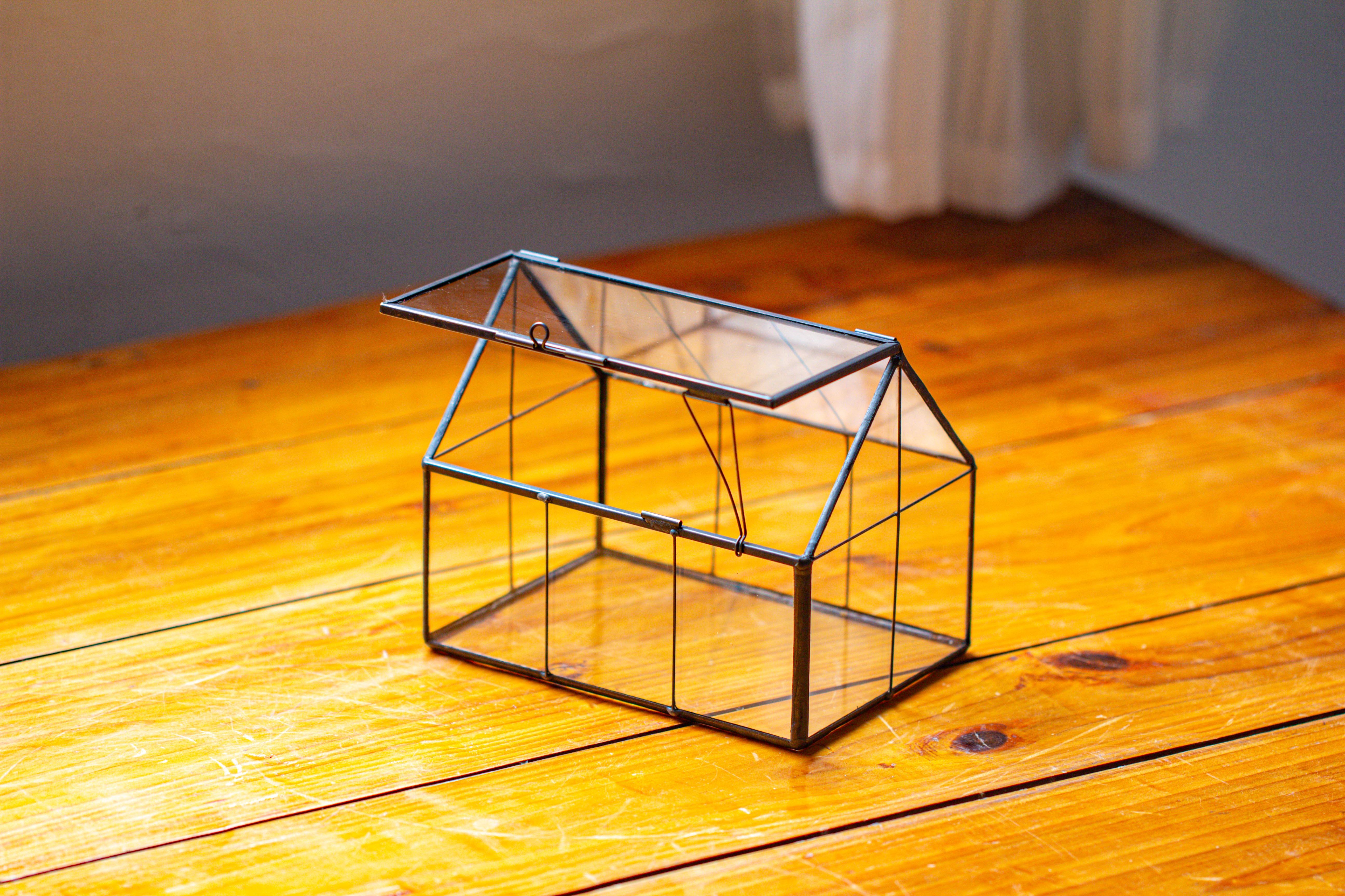 NCYP Mini Glass Terrarium with Lid House Shape Closed Planter Pot for Small Cactus, Succulents Plant - NCYPgarden