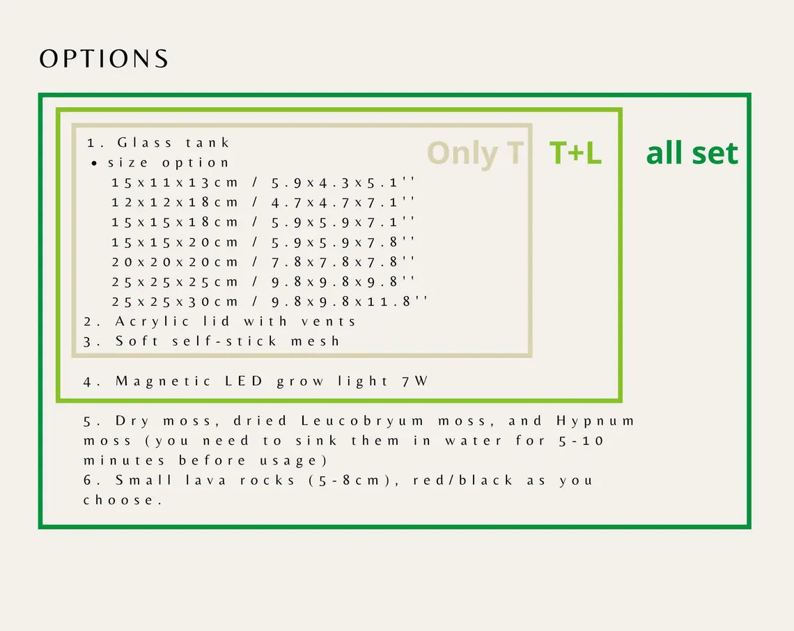 Watertight Glass Tank with LED Grow Light, Acrylic Lid, DIY Terrarium Kit-15x11x13cm / 5.9x4.3x5.1'' - NCYPgarden