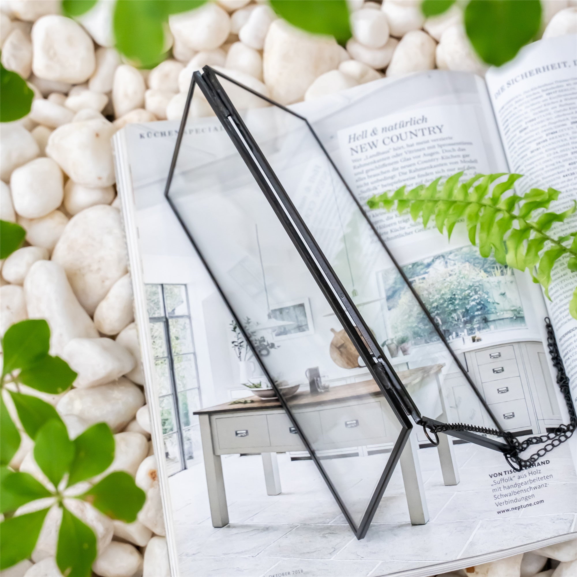 Hanging 4x9 inches Black Long Herbarium Painted brass Glass Frame for Pressed Flowers Dried Flowers - NCYPgarden