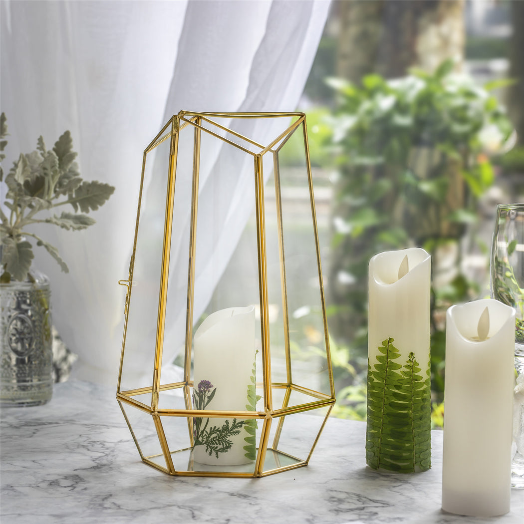 NCYP Hanging Geometric Glass Lamp Candle Holderwith Swing Lid Top Hallow Open for  Wedding - NCYPgarden