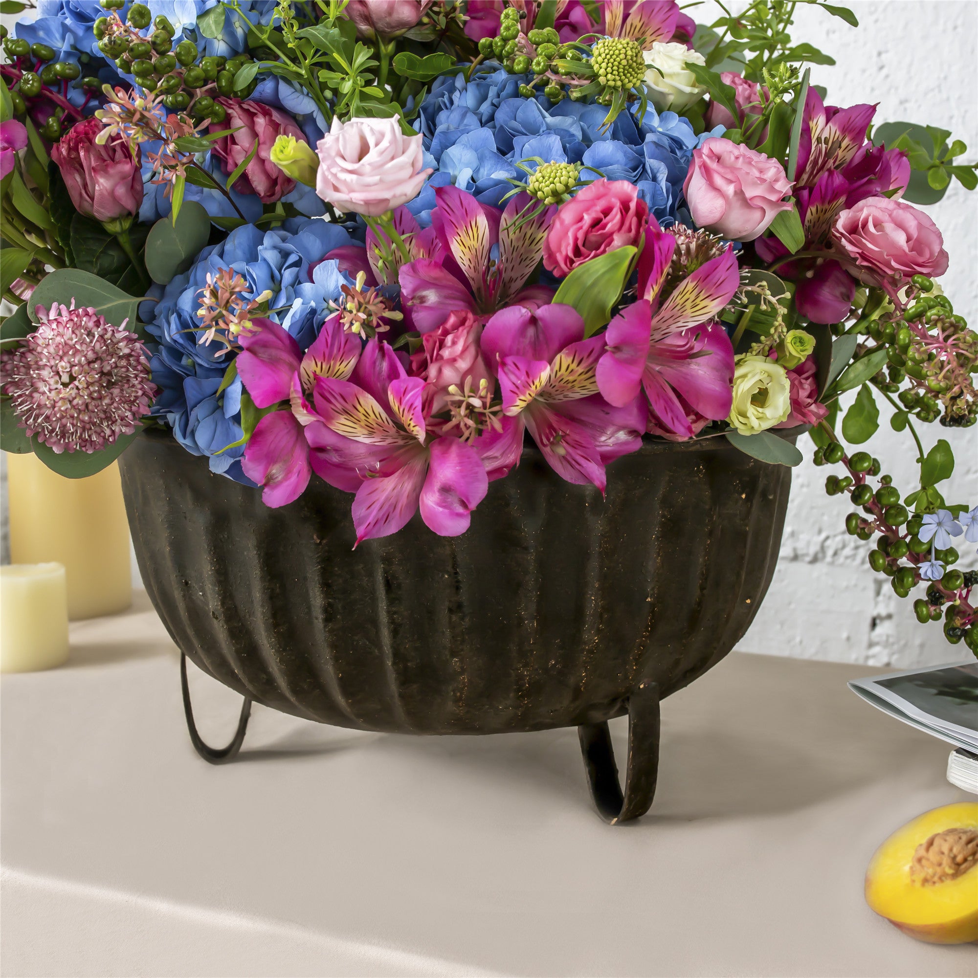 Metal Vintage Wide 3 Lengs Rustic French Urn Planter Pot for Floral Arrangement Centerpiece - NCYPgarden