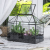 NCYP Glass Geometric Terrarium Tin-Sealed Brass Black House Shape Container with Grid and Swing Lid - NCYPgarden