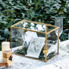 Large Geometric Glass Card Box Terrarium with Slot and Heart Lock, Foot, Gold, Handmade, Brass,for Wedding Receiption, Wishwell, Keepsake Centerpiece - NCYPgarden