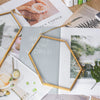 NCYP Vintage Gold Brass Floating Hanging Glass Long Hexagon Photo Frame for Fern, Pressed Flower - NCYPgarden