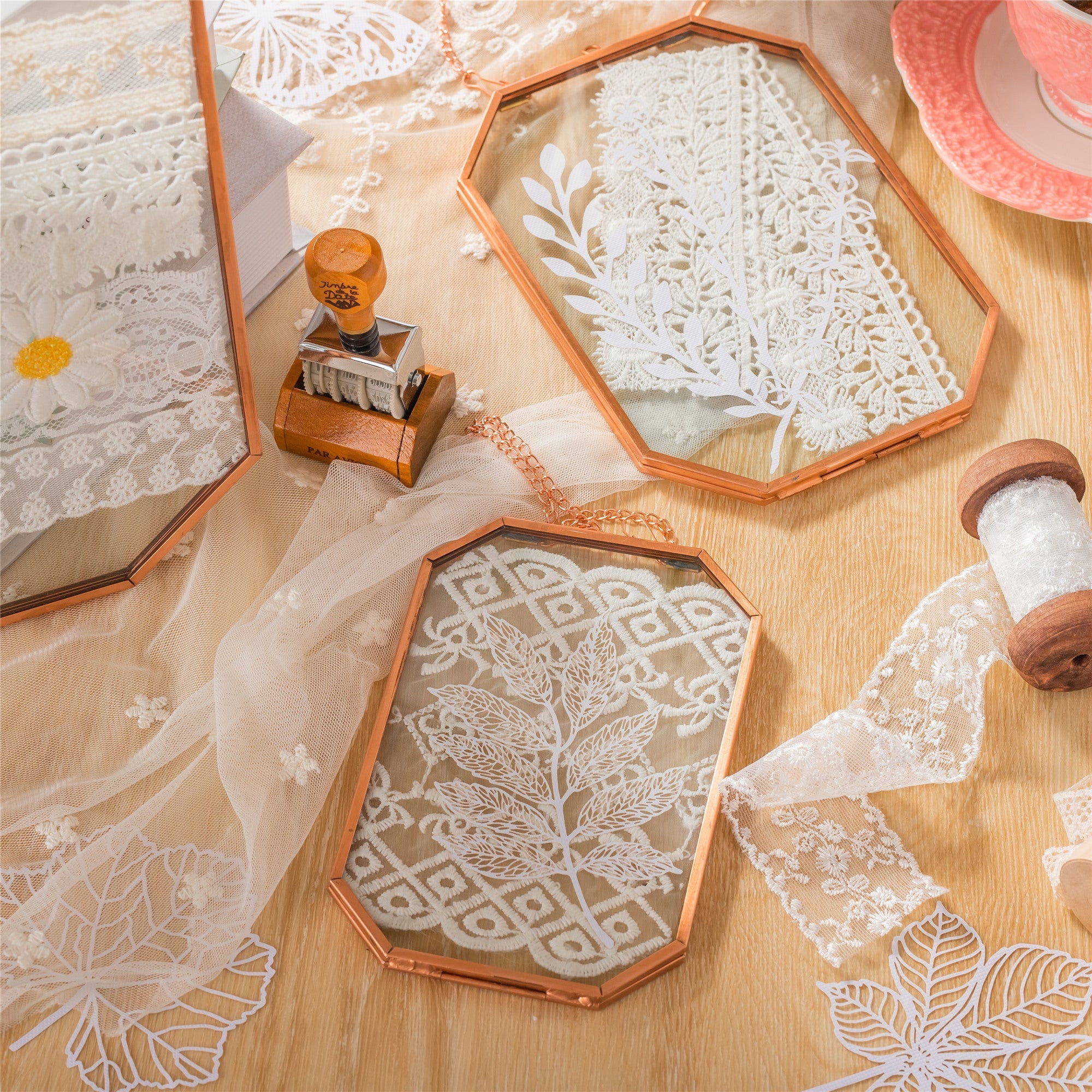 Wall Hanging Long Octagon Herbarium Copper Glass Frame for Pressed Flowers Dried floating Frame - NCYPgarden