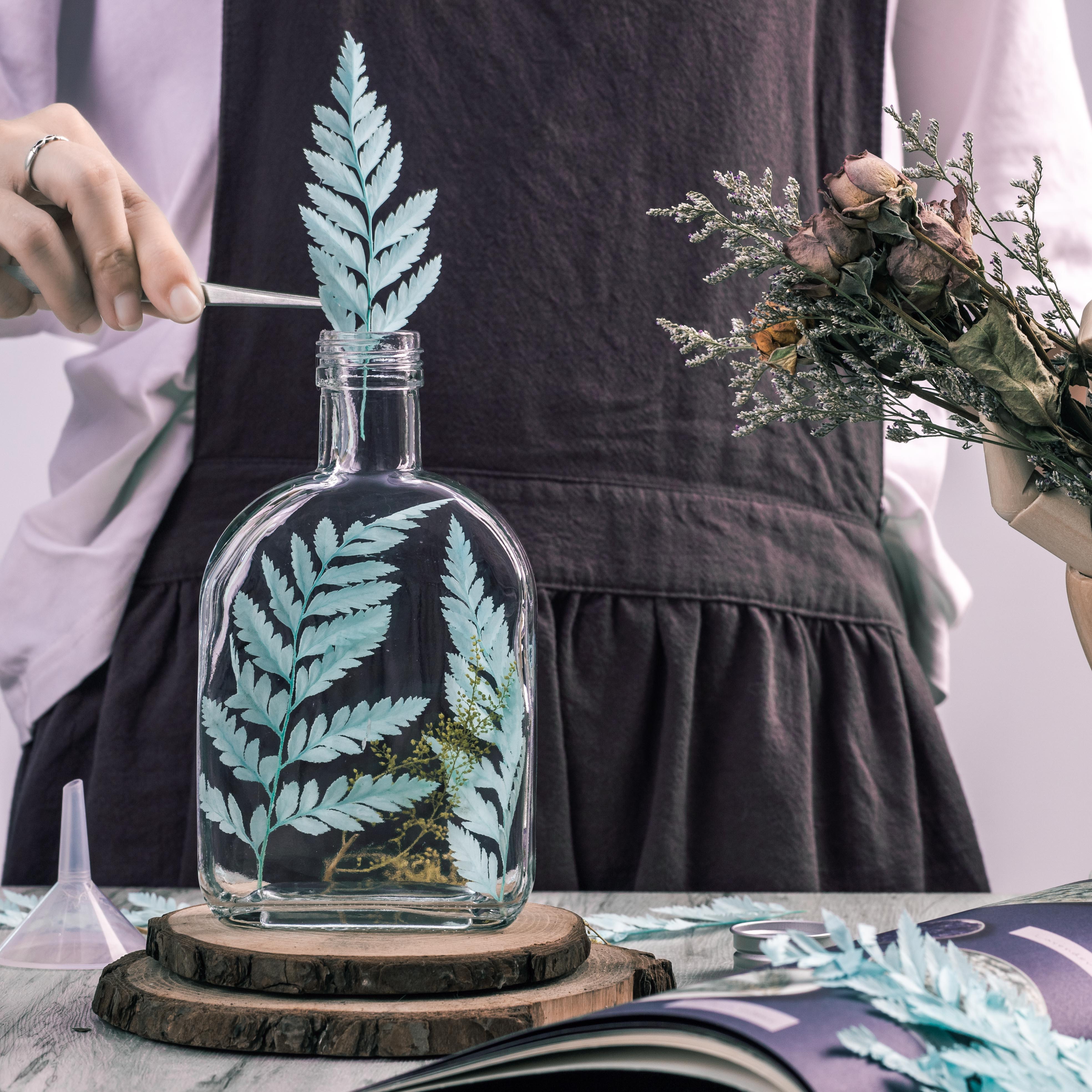 Preserved Pressed Flower Davallia mariesii, Squirrel's Foot Fern Leaf , Multiple Color,  5 pcs,  12inches long, 8inches width, DIY material - NCYPgarden