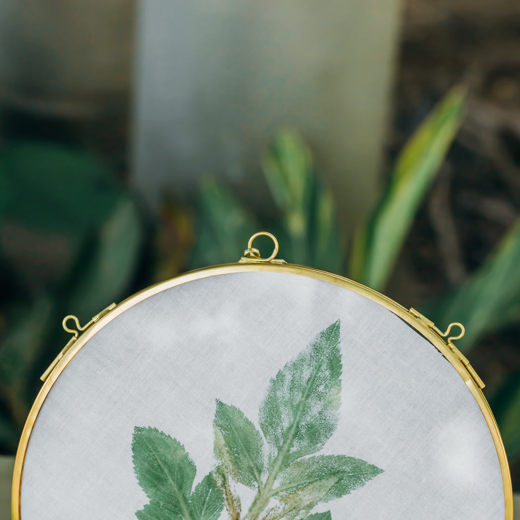 NCYP Wall Hanging Round 5" 4.3" Herbarium Brass Glass Frame for Pressed Flowers, Dried Flowers, Poster, Double Glass, floating Frame - NCYPgarden