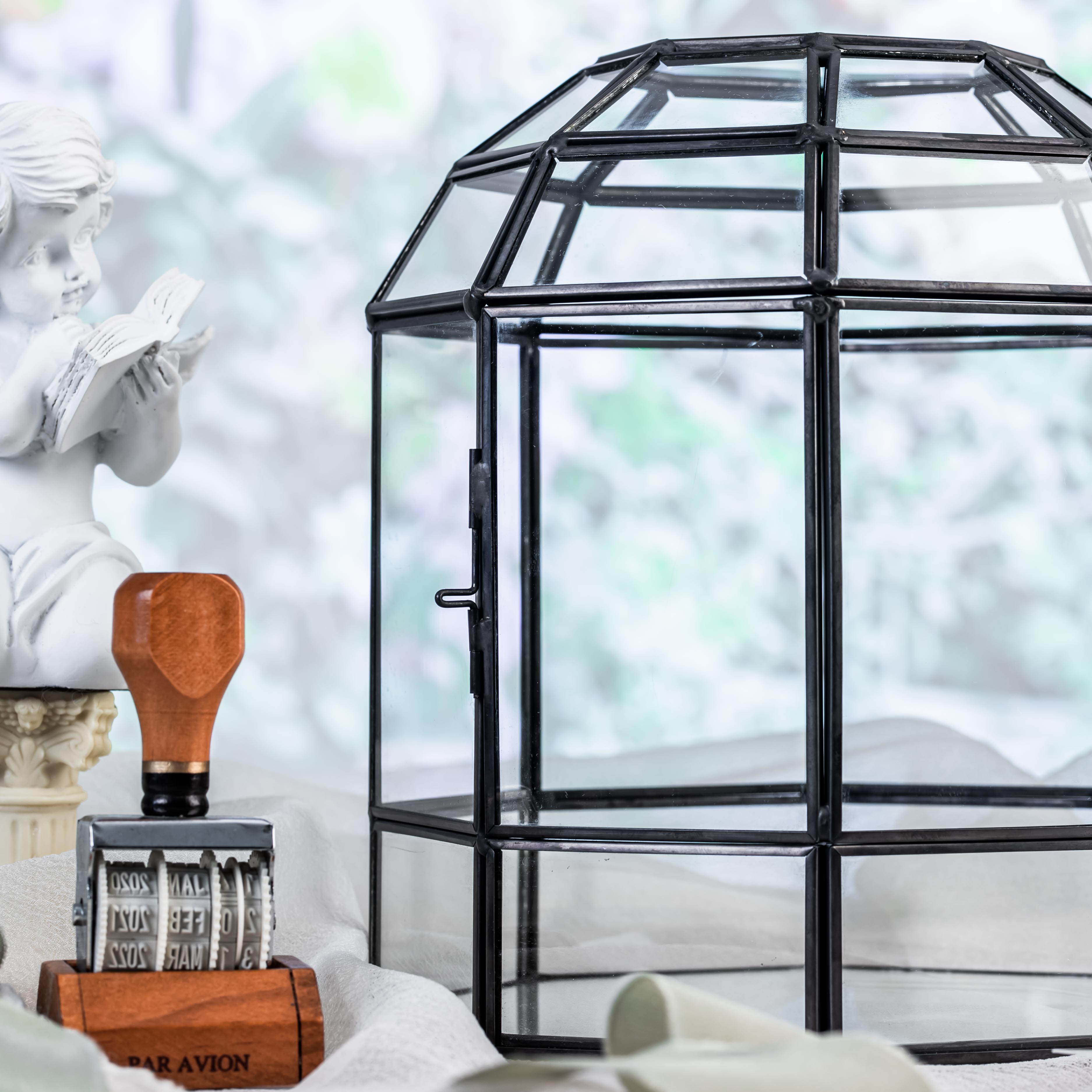 NCYP Dome Geometric Glass Terrarium Round, Closed  Succulents Planter Pot Miniature Dessert Landscape Bonsai Container - NCYPgarden