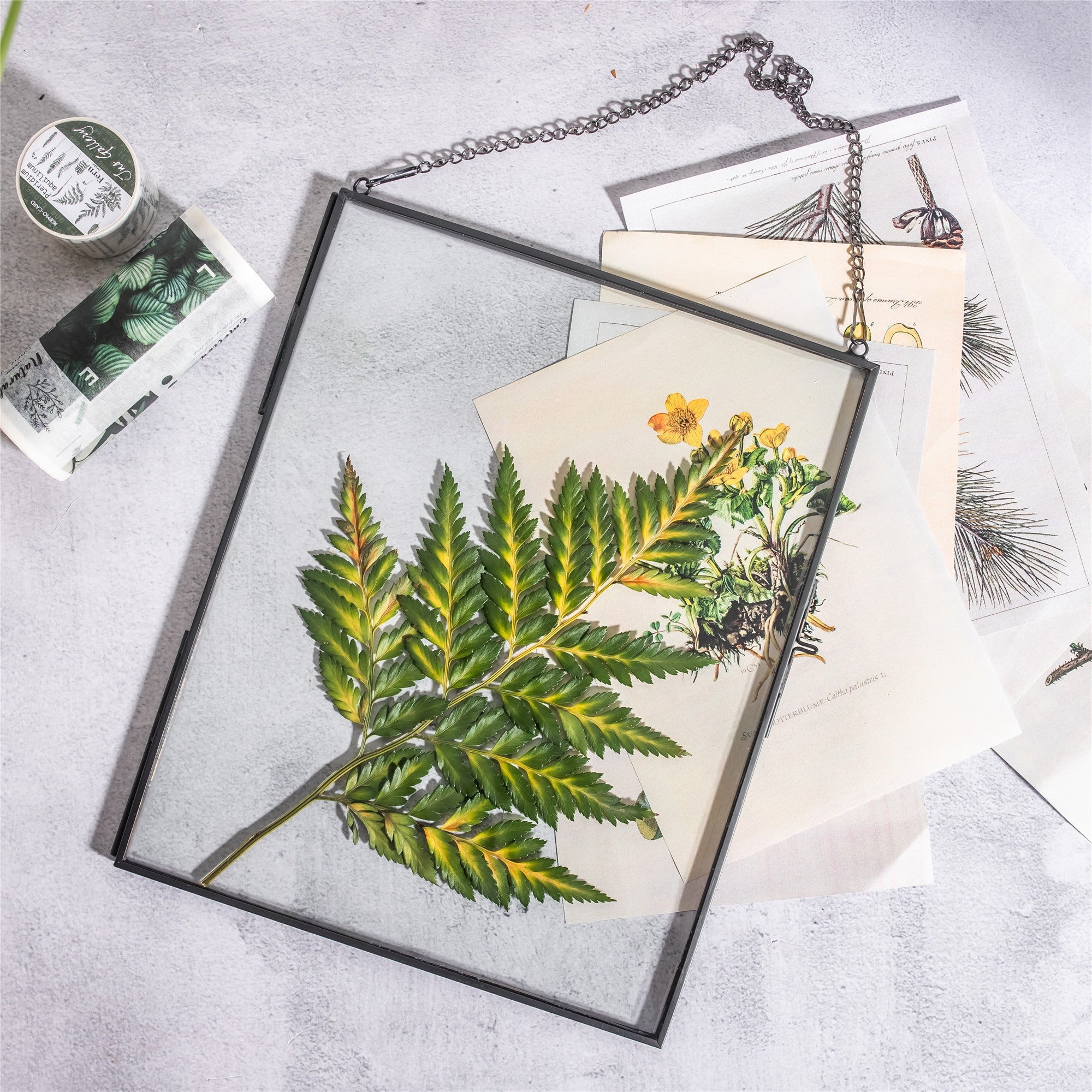9.84"Handmade Black Large Wall Hanging Brass Glass Artwork Certificate Photo Display Floating Frame FR02T2 - NCYPgarden