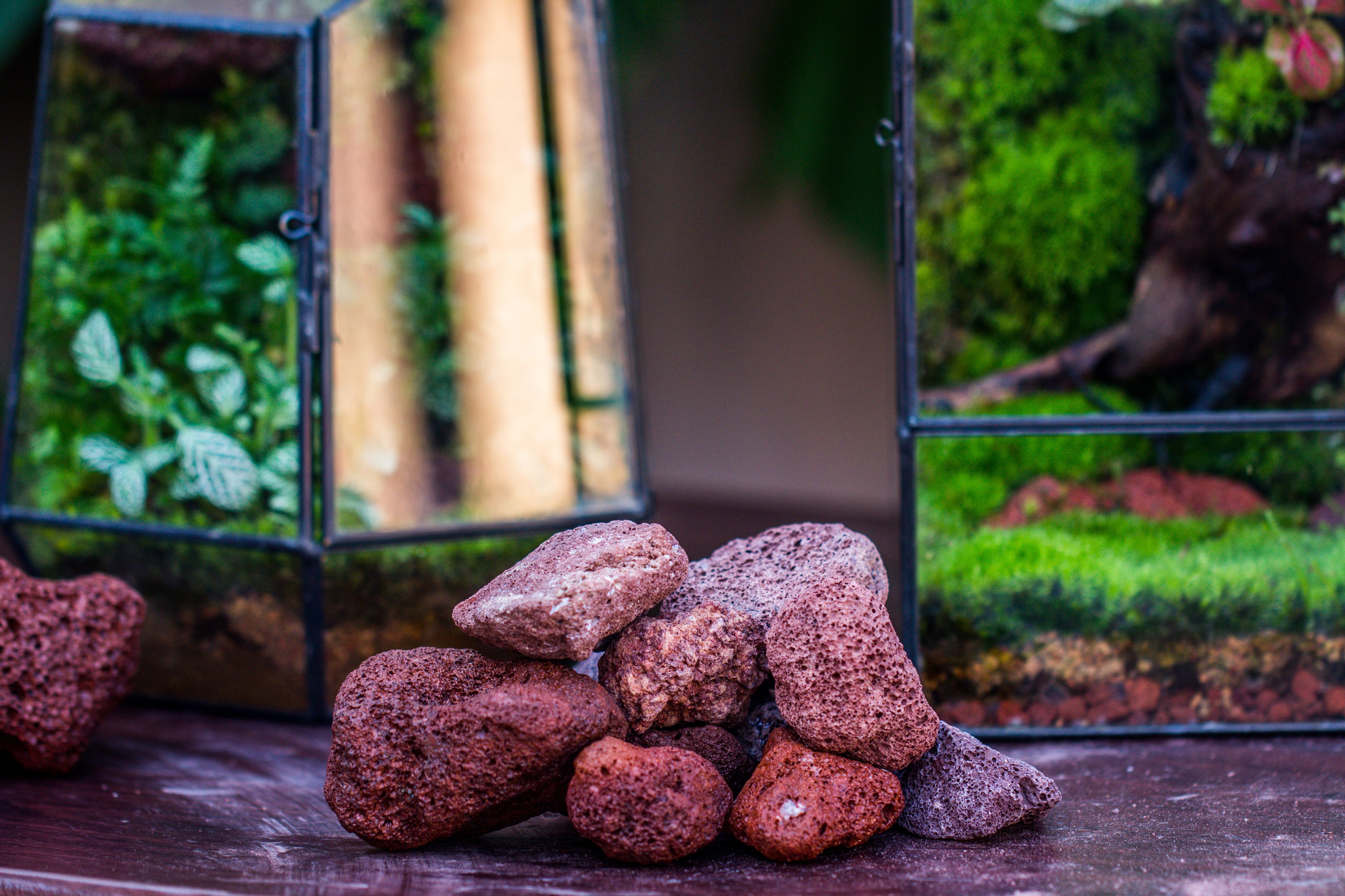 5-8cm Red Horticultural Lava Rock Volcanic Rock for Terrarium, Bonsai Landscape, 500g - NCYPgarden