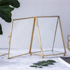 5x7" Brass Gold Tabletop Vintage Frame Geometric Ornament Plant Specimen Clip Modern Decor Card Holder 2-Folded Reception Engagement - NCYPgarden