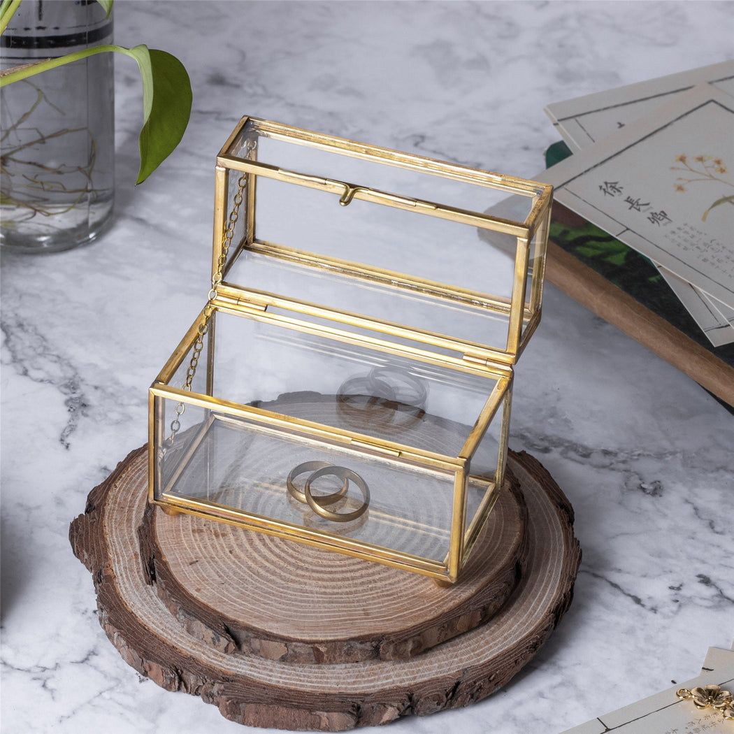 NCYP Handmade Gold Ring Box with Latch, Vintage, for Wedding, Engagement, Proposal, Jewellry Box Organizer, Custom made - NCYPgarden