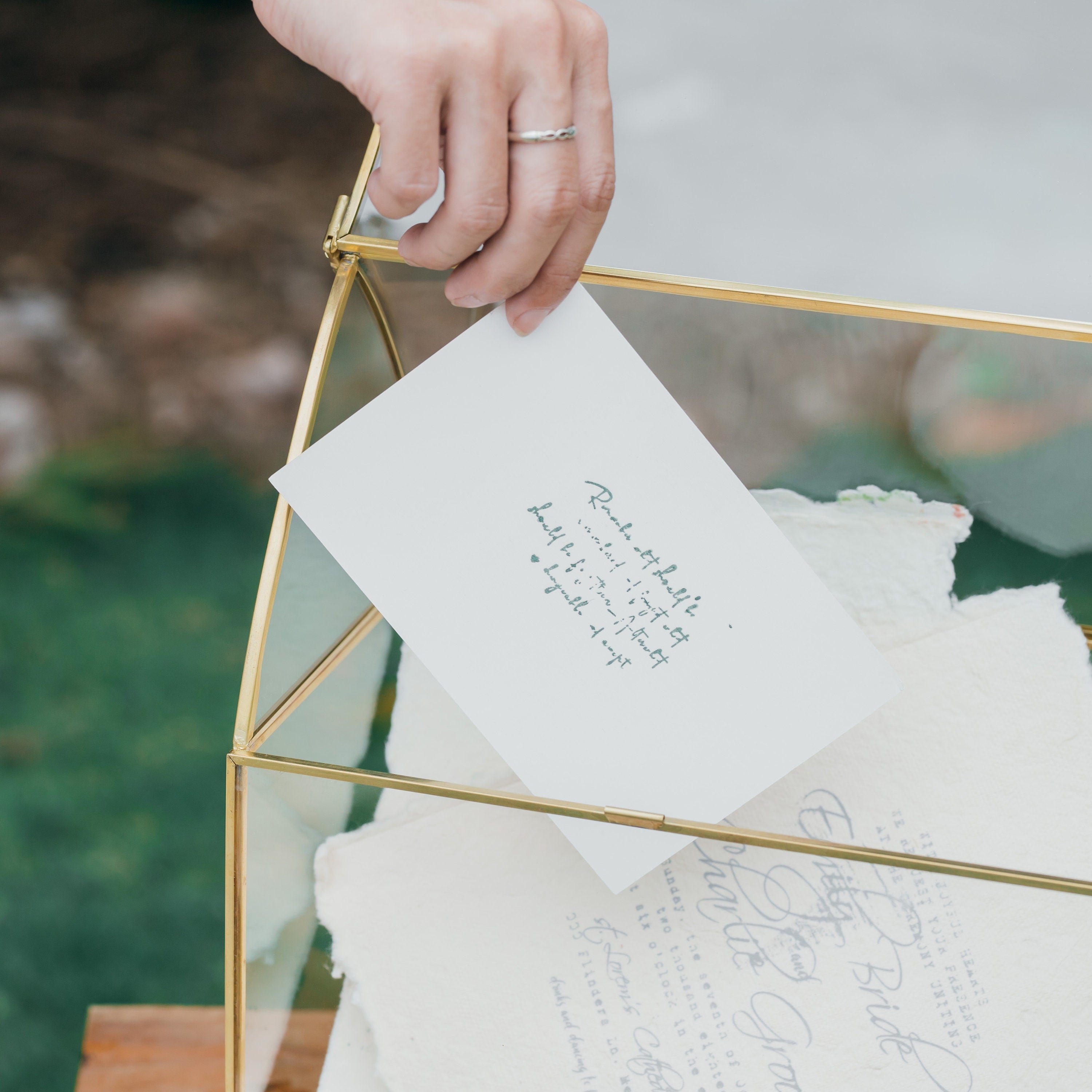 House Shape Arched Top Vintage Glass Card Box Terrarium, Handmade Brass for Wedding Receiption Wishwell Keepsake - NCYPgarden