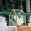 House Shape Arched Top Vintage Glass Card Box Terrarium, Handmade Brass for Wedding Receiption Wishwell Keepsake - NCYPgarden