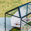 Vintage Black Large Geometric Glass Card Box Terrarium with Slot, Heart Lock, Foot, Handmade Brass for Wedding Reception Wishwell Keepsake - NCYPgarden