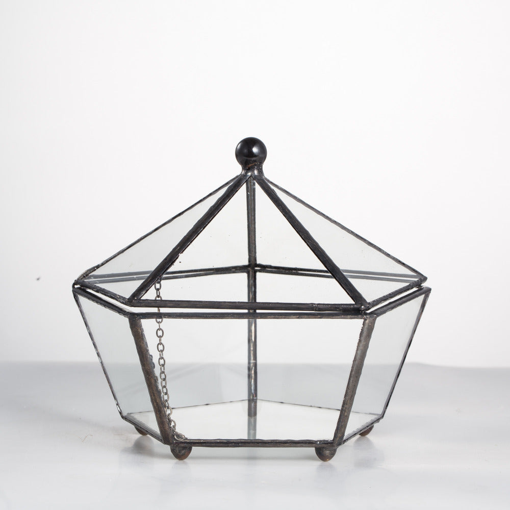 Handmade Small Modern Clear Jewelry BoxGlass Geometric Terrarium for Wedding Planters Succulents - NCYPgarden