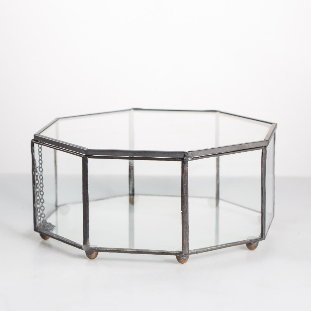 Handmade Flat Octagon Glass Geometric Terrarium for Succulents Fern Moss - NCYPgarden