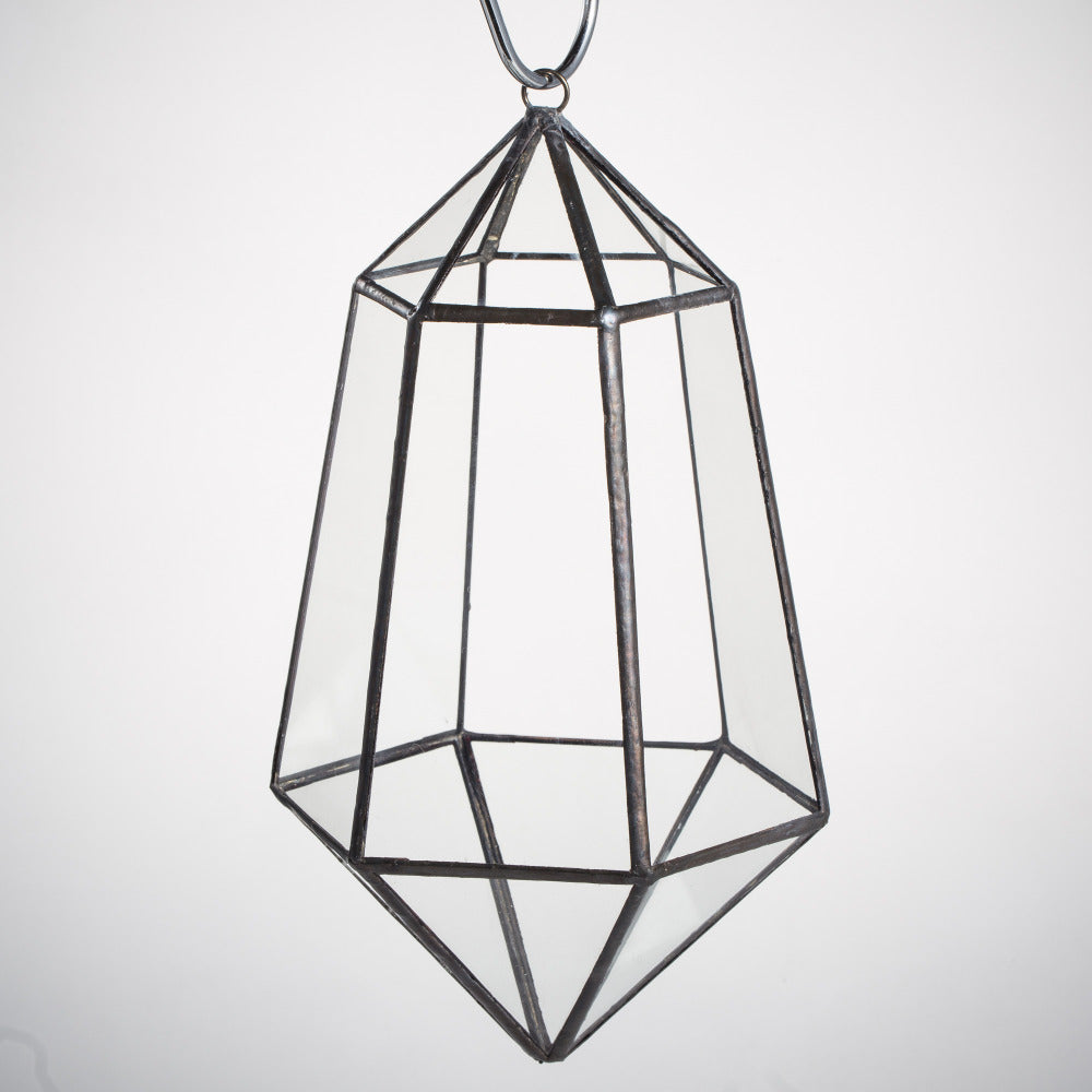 Handmade Hanging Artistic Clear Glass Six-surfaces Diamond Geometric Terrarium DIY for Succulent Pot - NCYPgarden