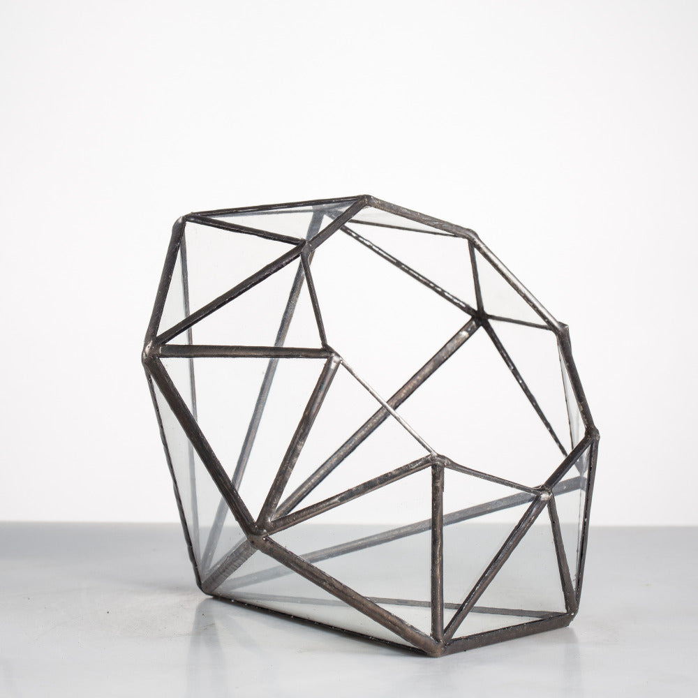 Handmade Diamond Open Glass Geometric Terrarium for Succulents Moss Fern Cacti - NCYPgarden