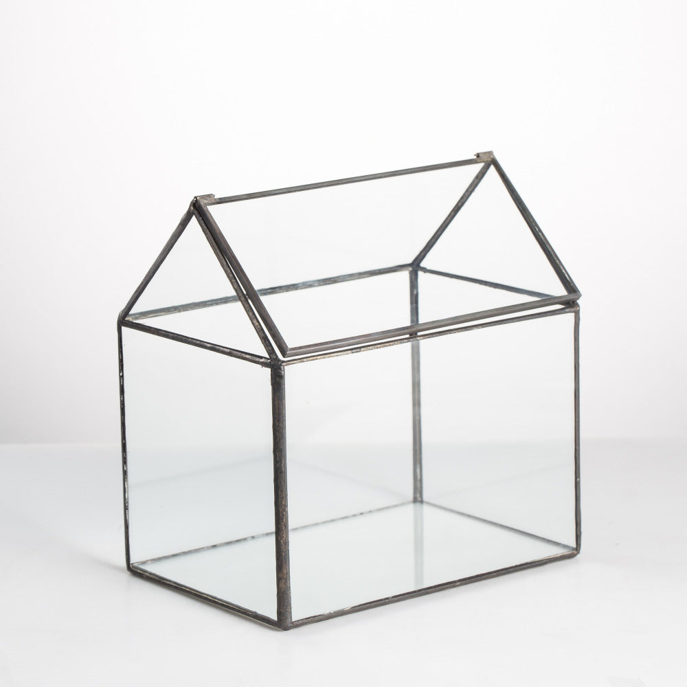 Handmade Black House Shape Glass Geometric Terrarium wth Lid for Succulent  Fern Moss Airplants - NCYPgarden